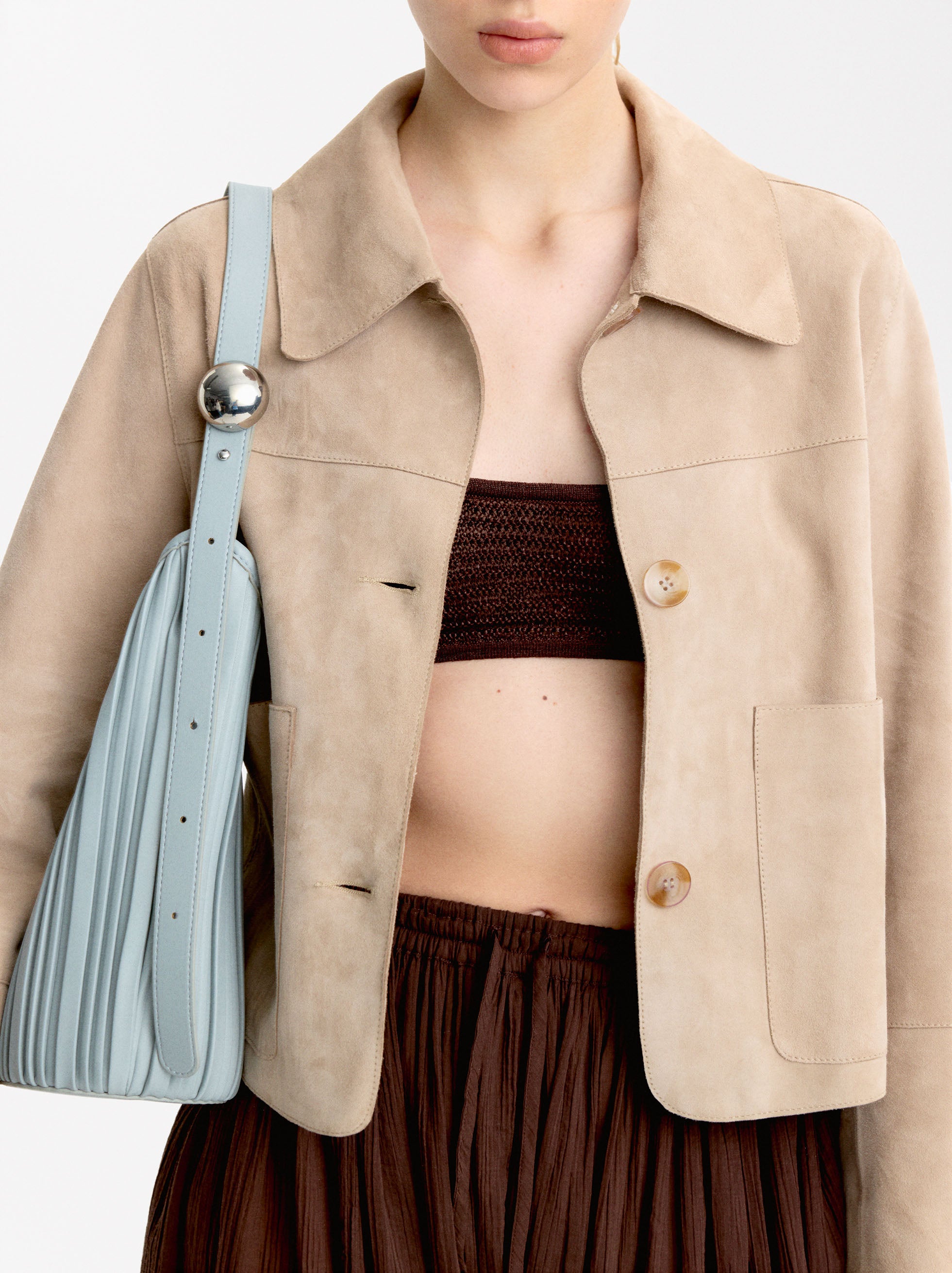 Bolso De Hombro Plisado Con Bolsa Extraíble