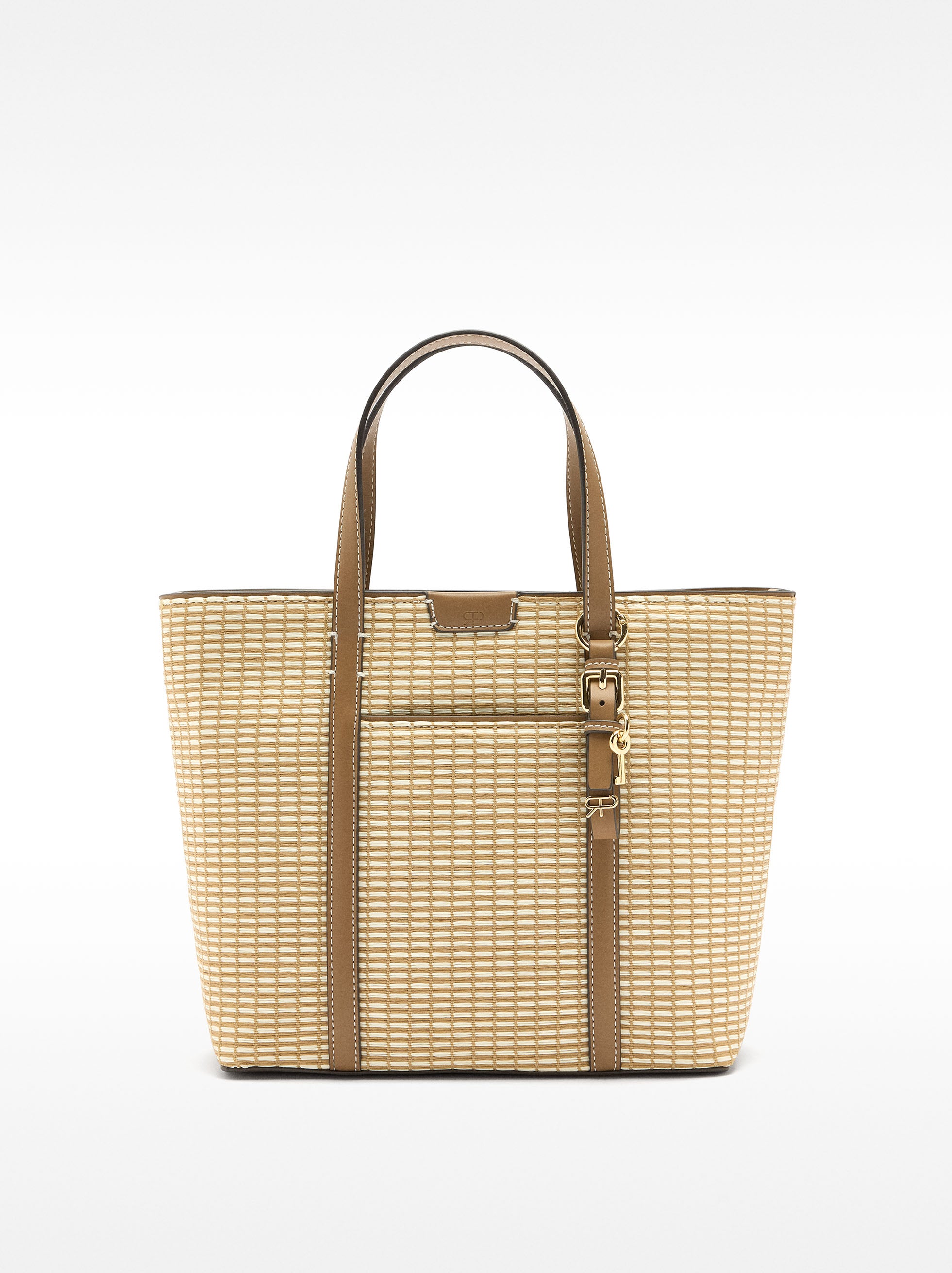 Cartera Tote Efecto Rafia A Rayas