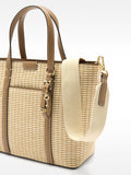 Cartera Tote Efecto Rafia A Rayas