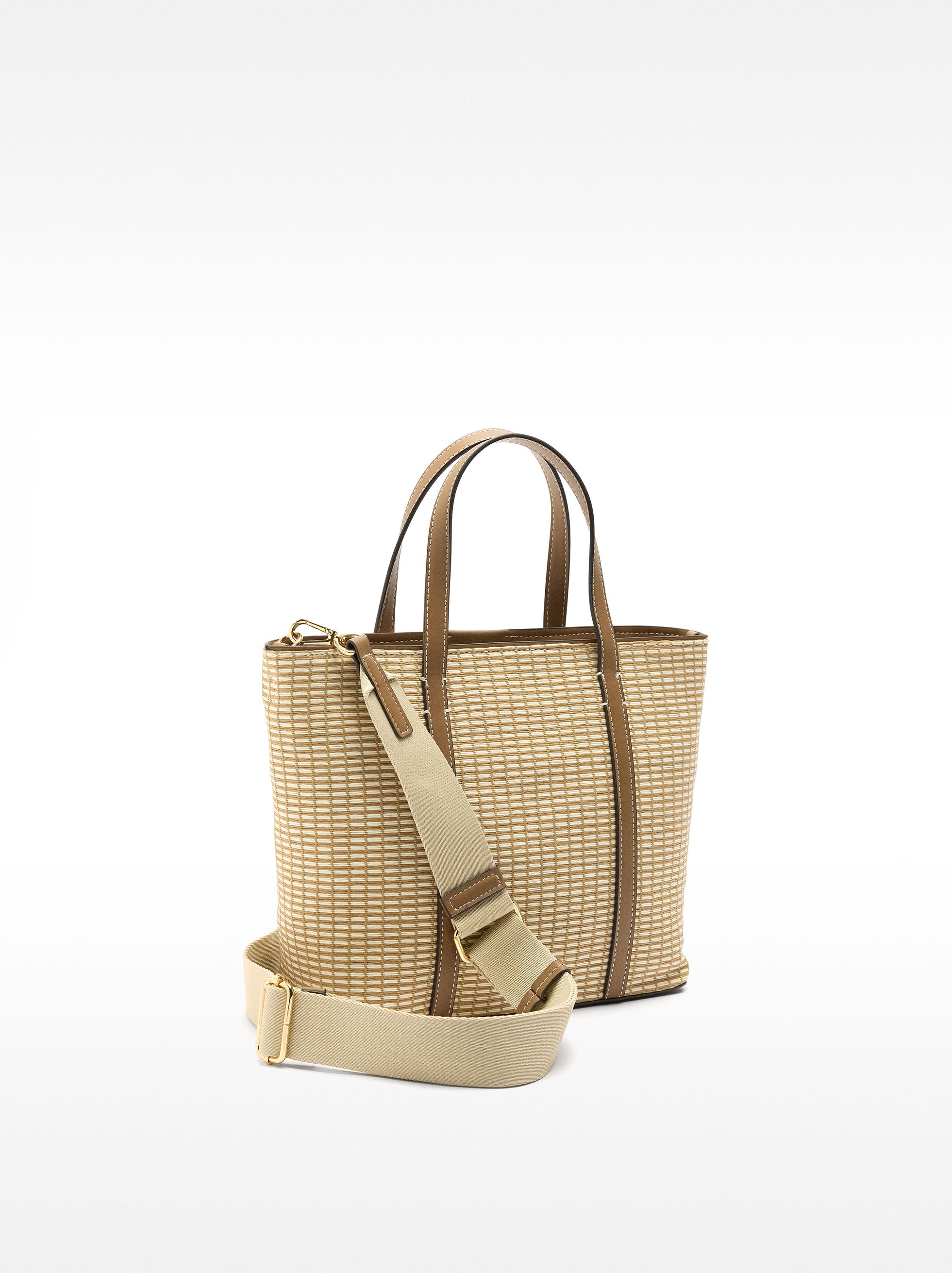 Cartera Tote Efecto Rafia A Rayas