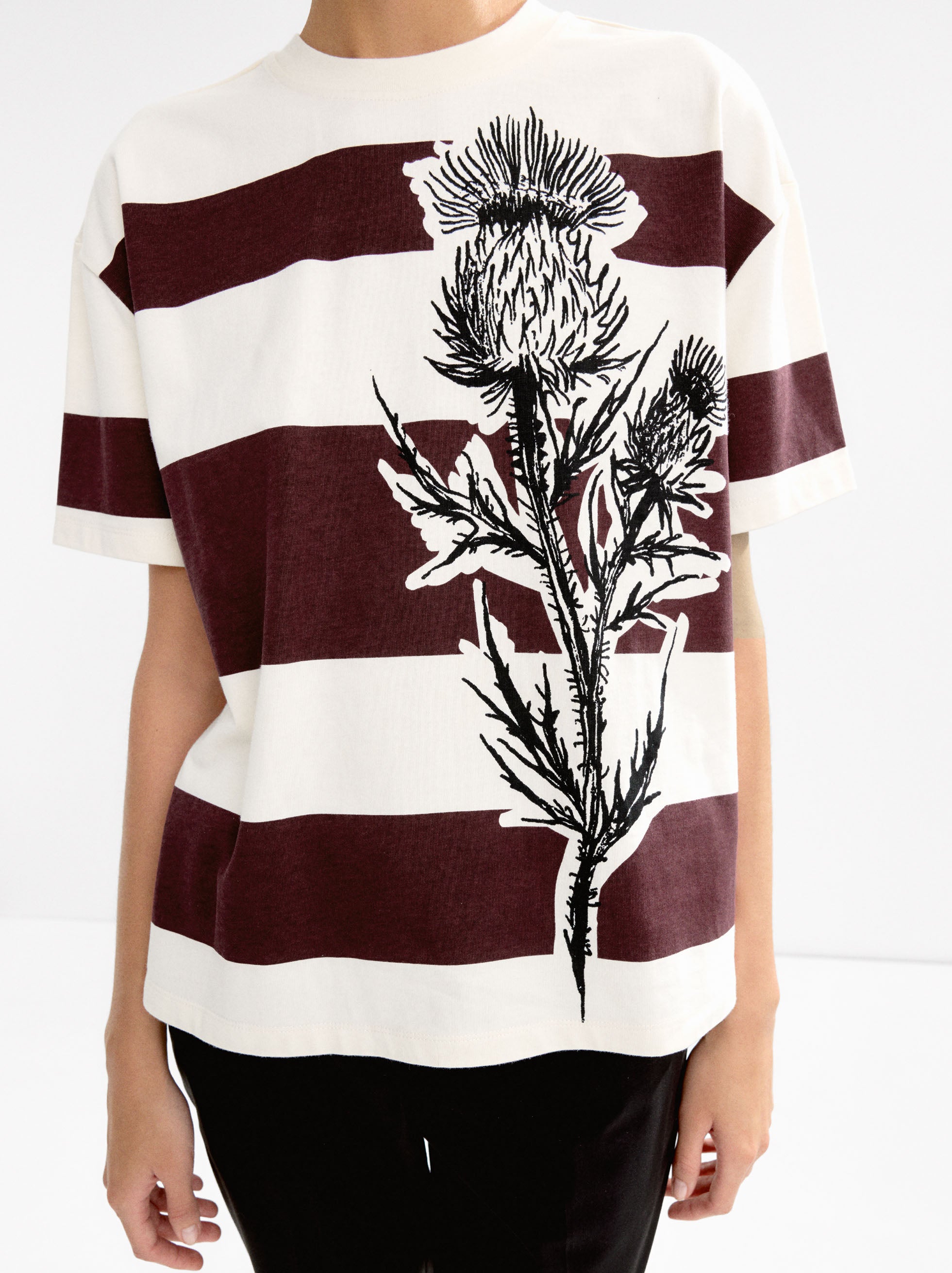 Camiseta De Algodón A Rayas