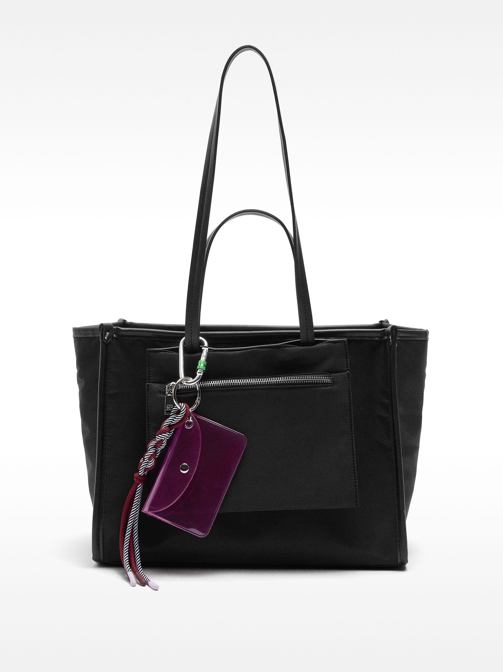 Bolsa Shopper De Nylon Con Colgante