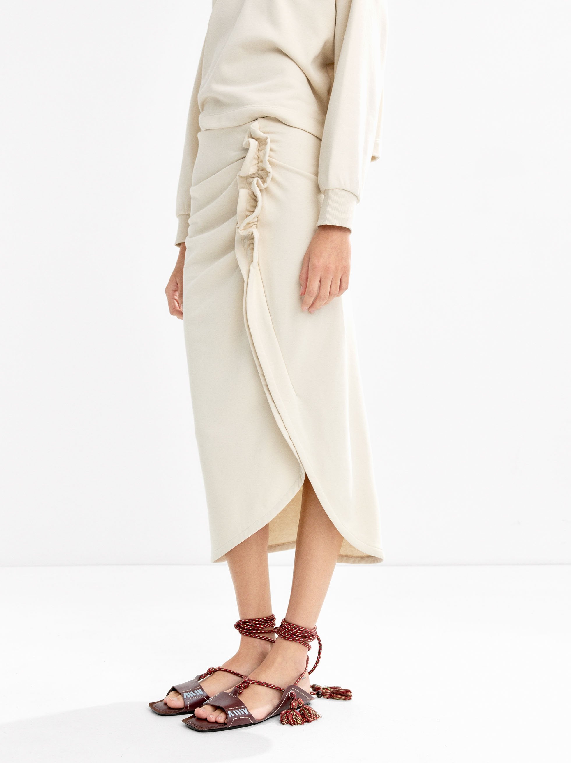 Falda Midi Con Fruncido