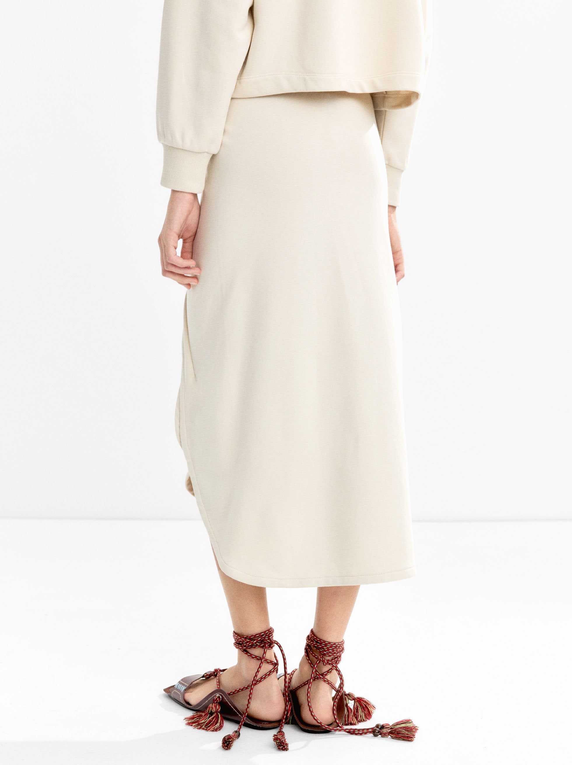 Falda Midi Con Fruncido