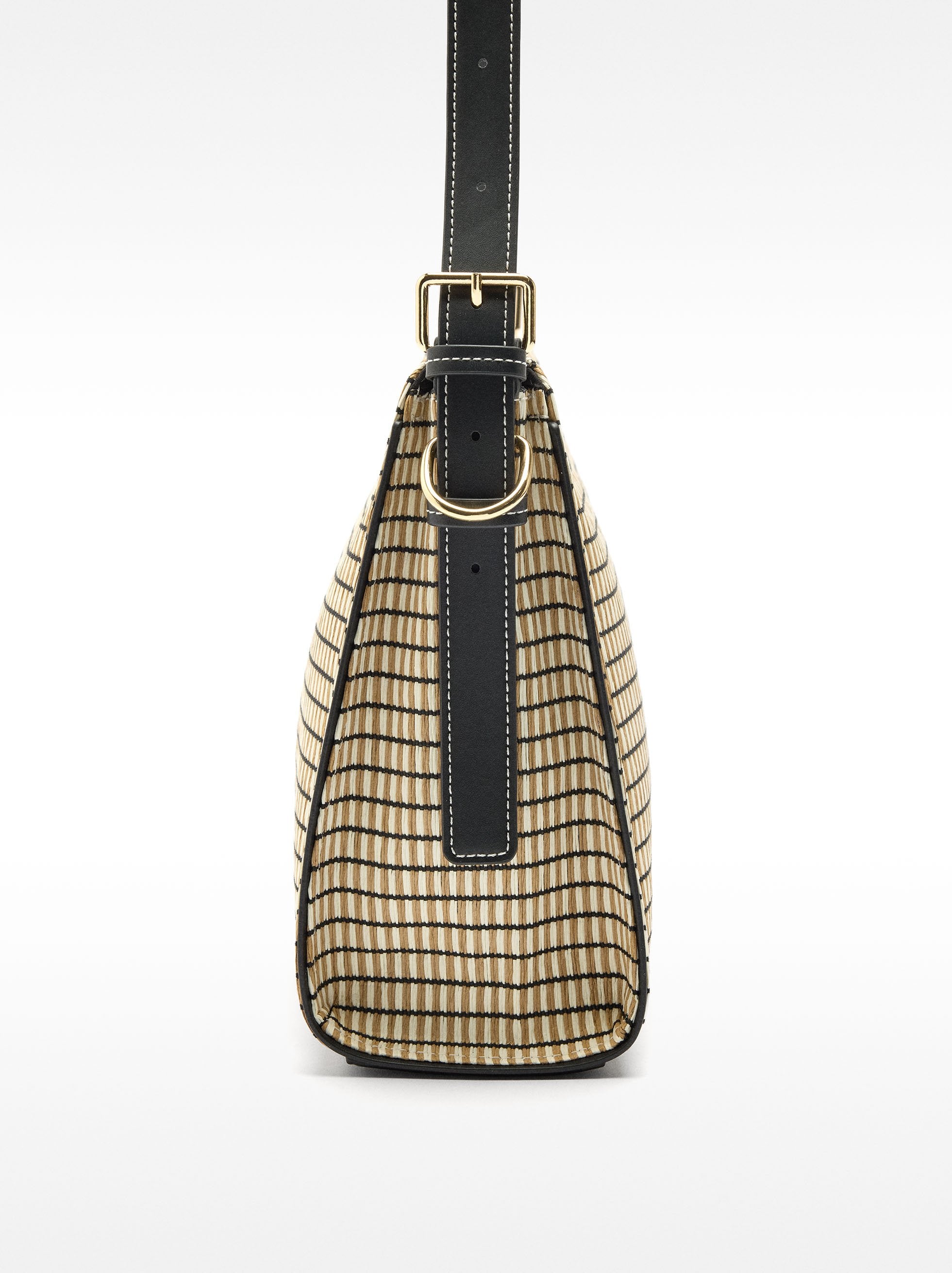 Cartera De Hombro Efecto Rafia A Rayas