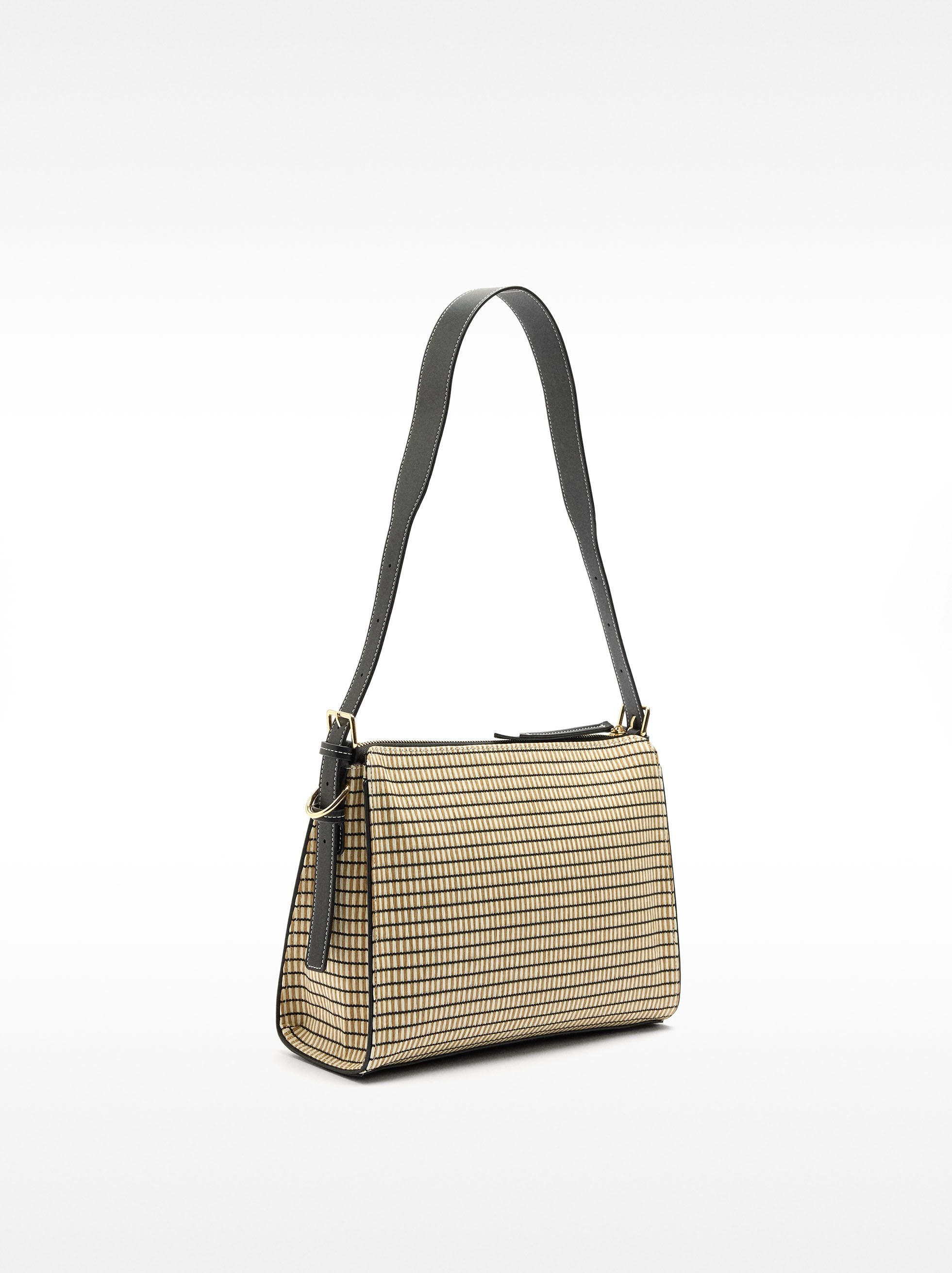 Cartera De Hombro Efecto Rafia A Rayas