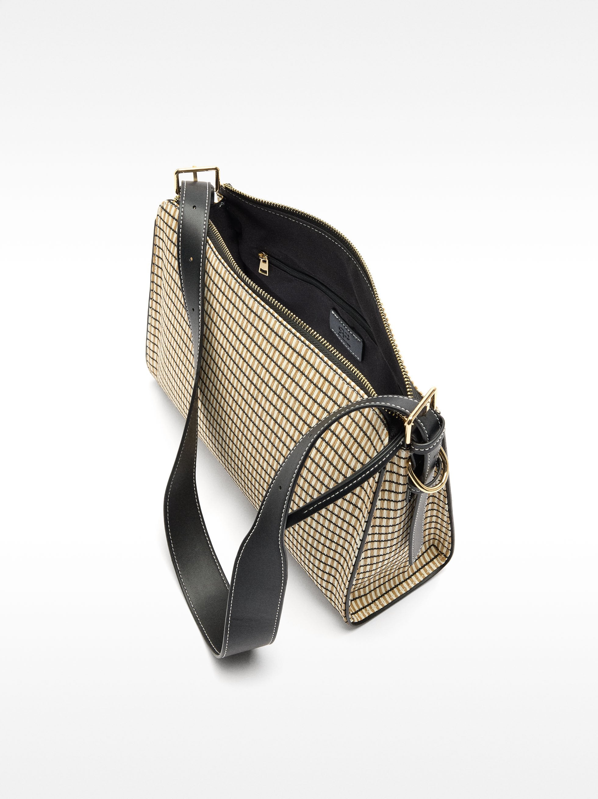 Cartera De Hombro Efecto Rafia A Rayas