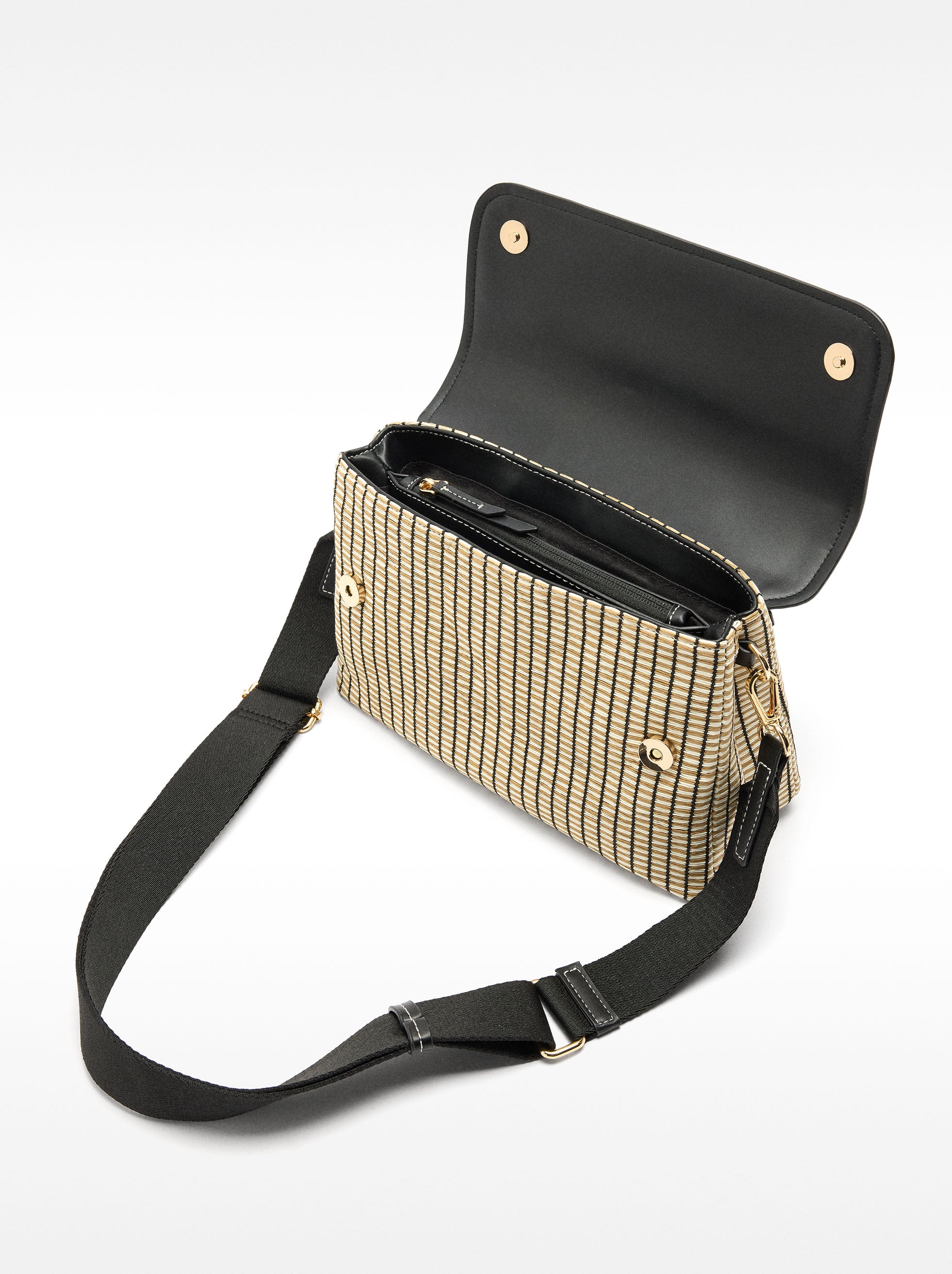 Cartera Bandolera Efecto Rafia A Rayas