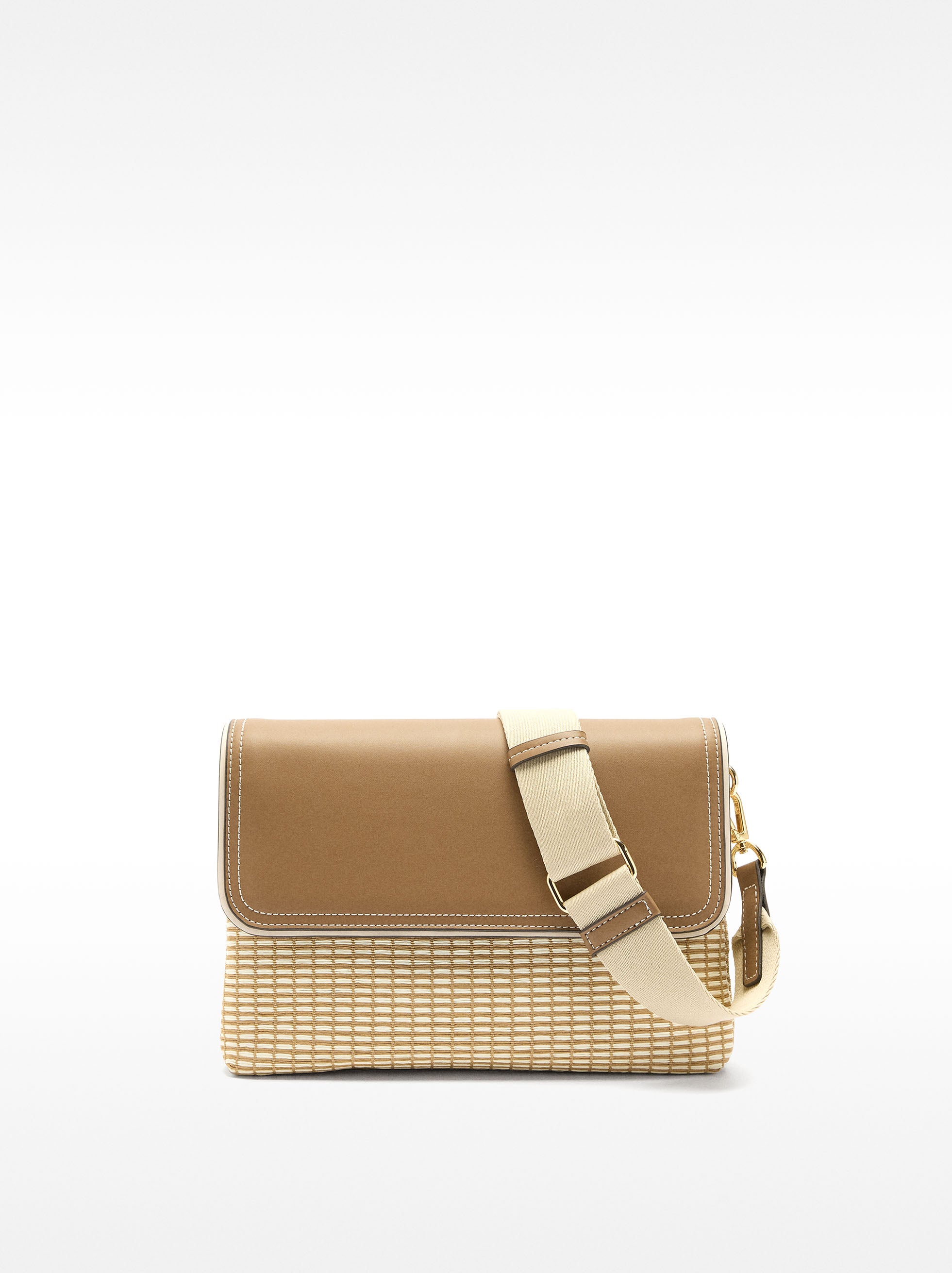 Cartera Bandolera Efecto Rafia A Rayas