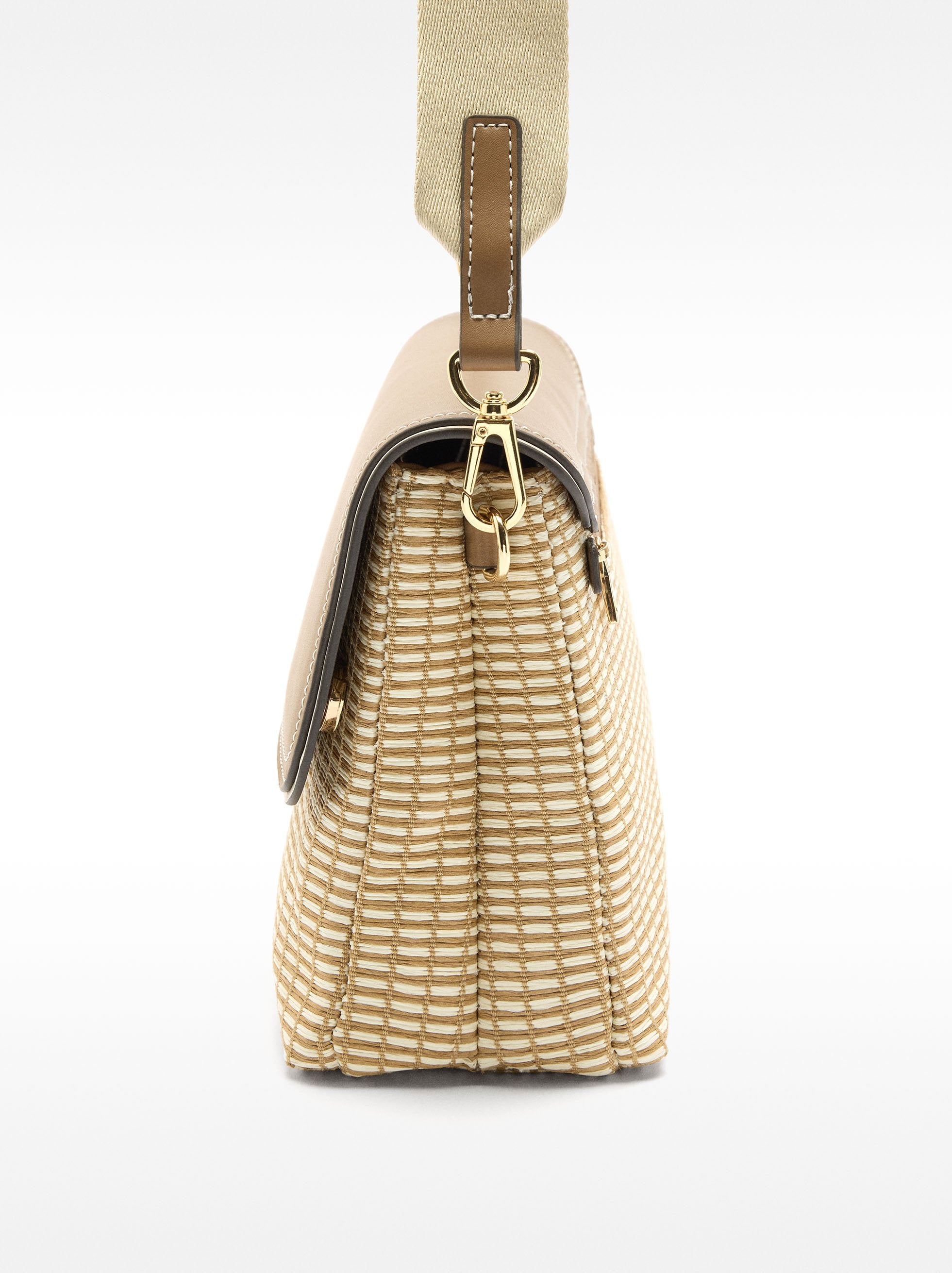 Cartera Bandolera Efecto Rafia A Rayas
