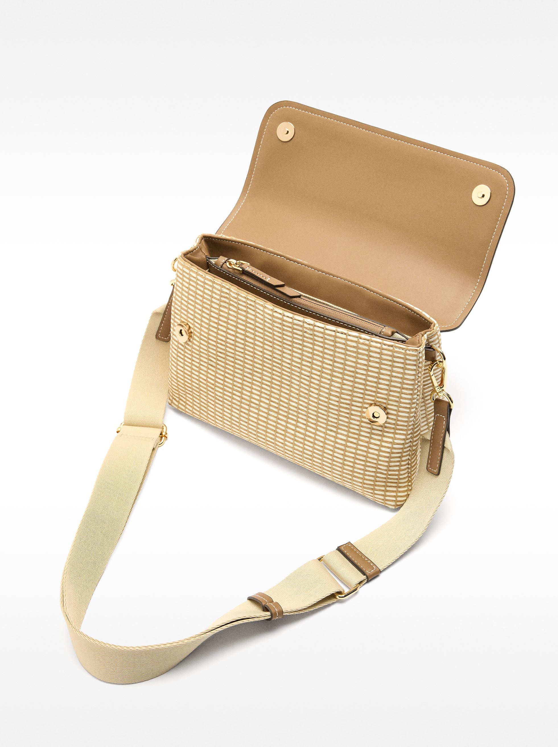 Cartera Bandolera Efecto Rafia A Rayas