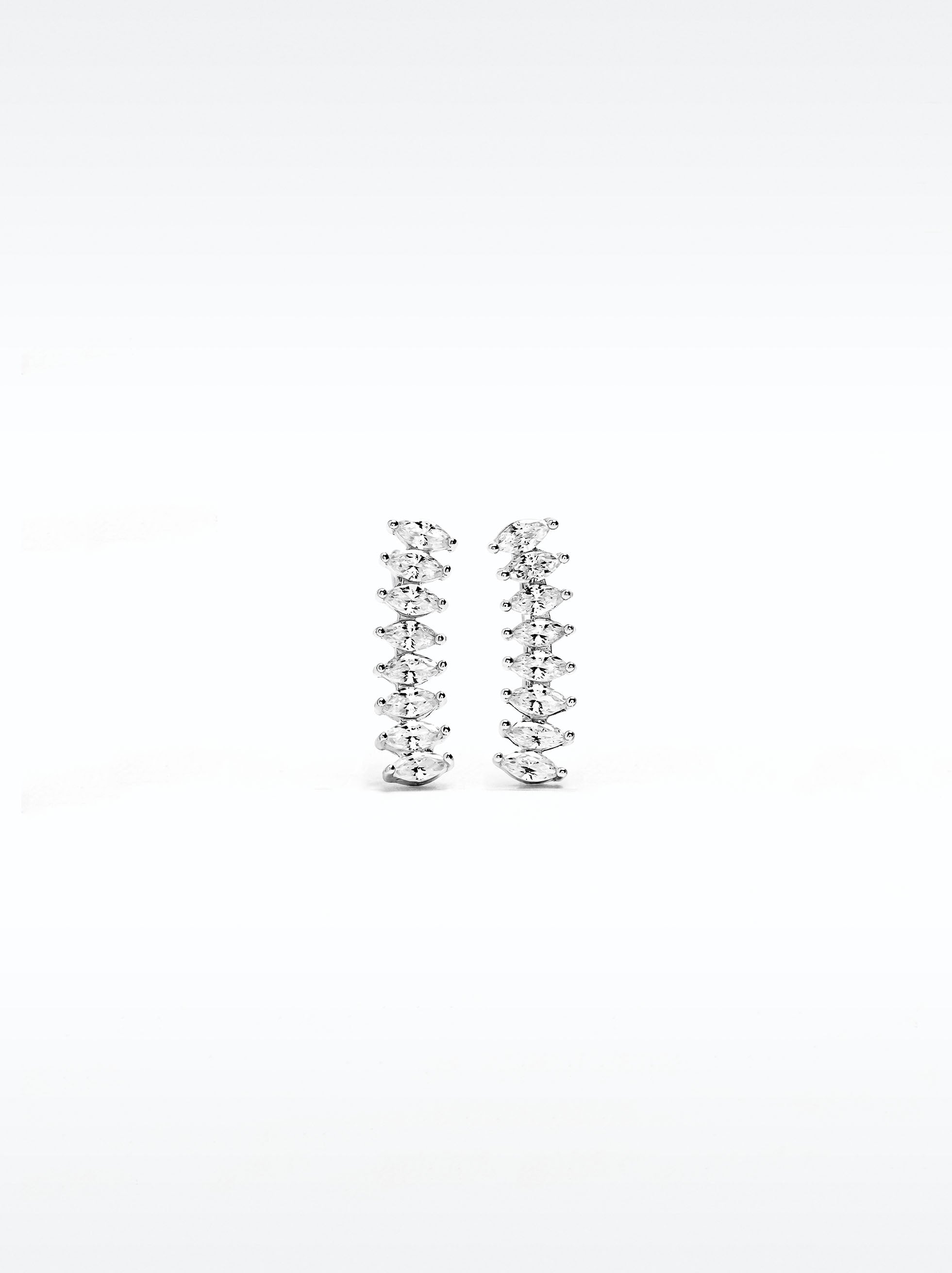Pendientes De Hojas Con Circonitas - Plata De Ley 925