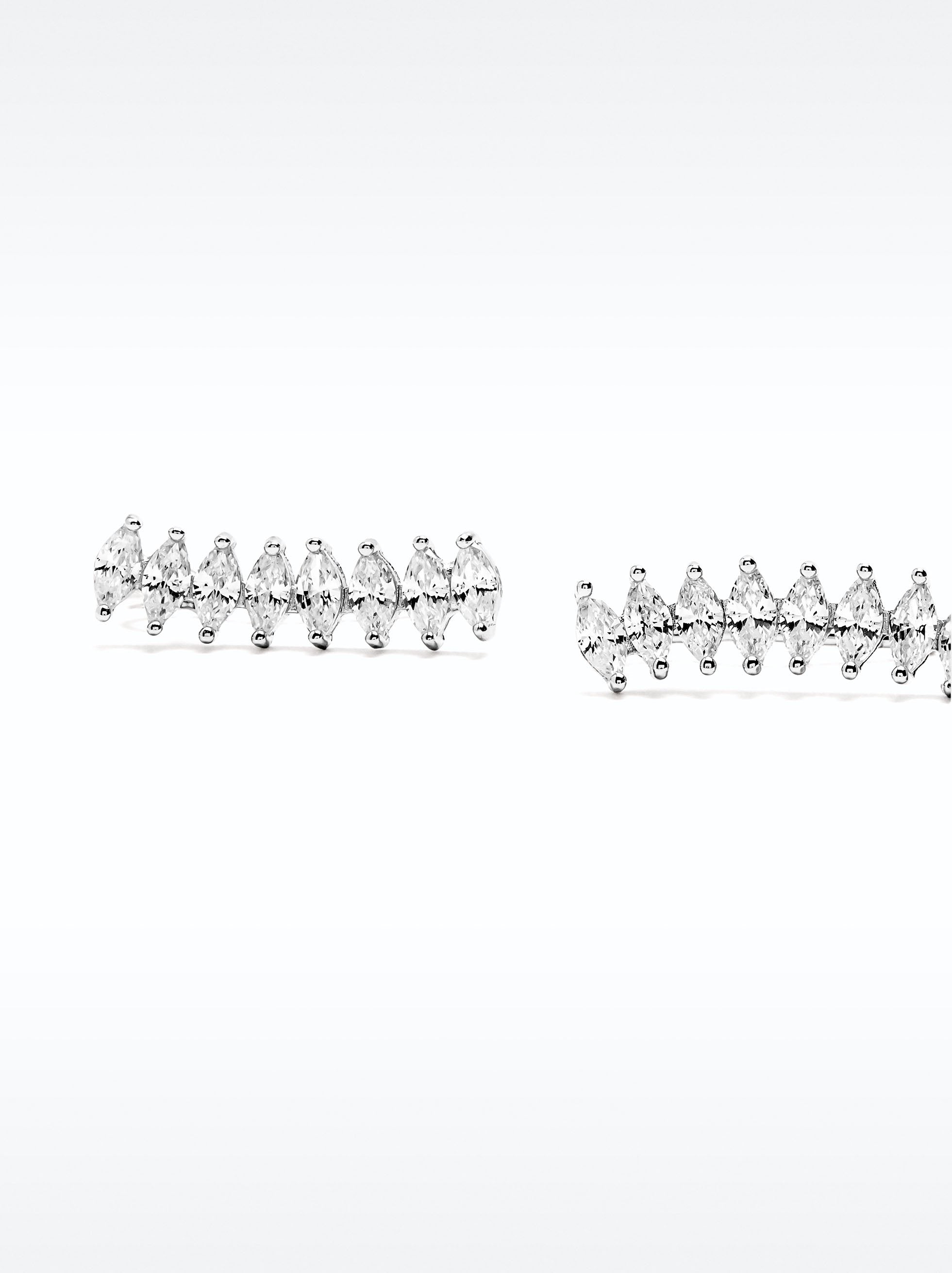 Aretes De Hojas Con Circonitas - Plata De Ley 925