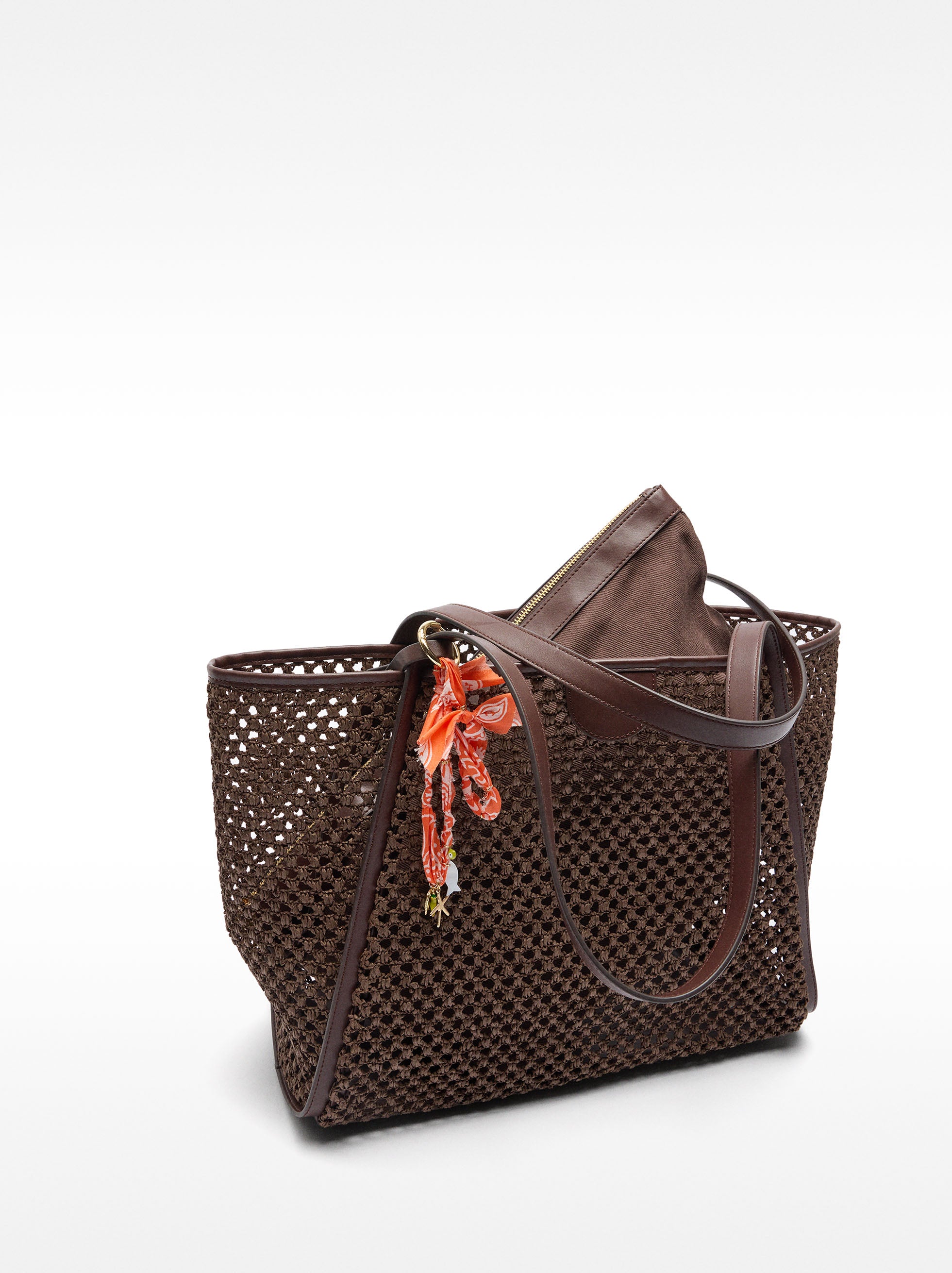 Bolso Shopper De Efecto Rafia Con Bolsa Extraíble