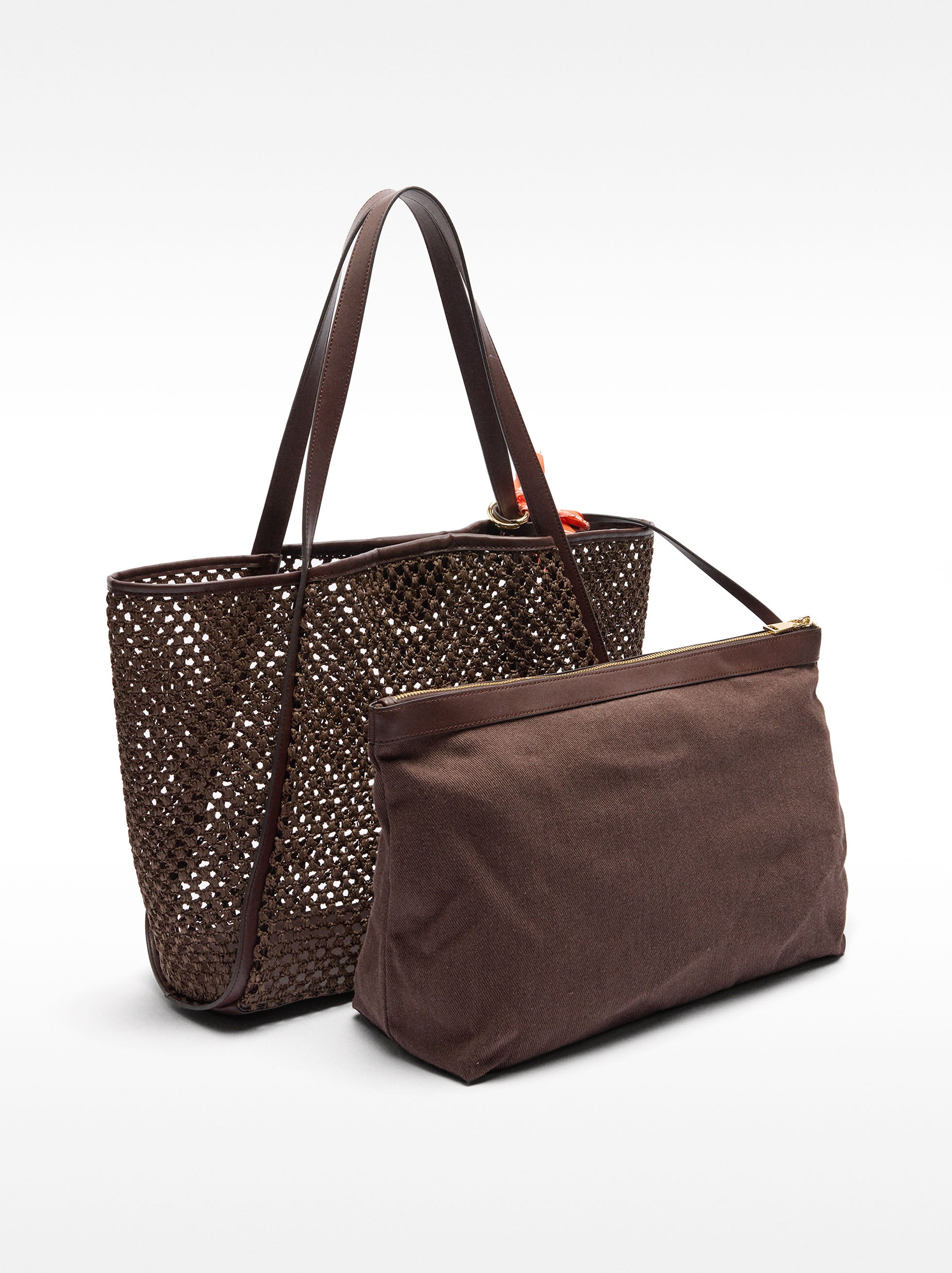 Bolso Shopper De Efecto Rafia Con Bolsa Extraíble
