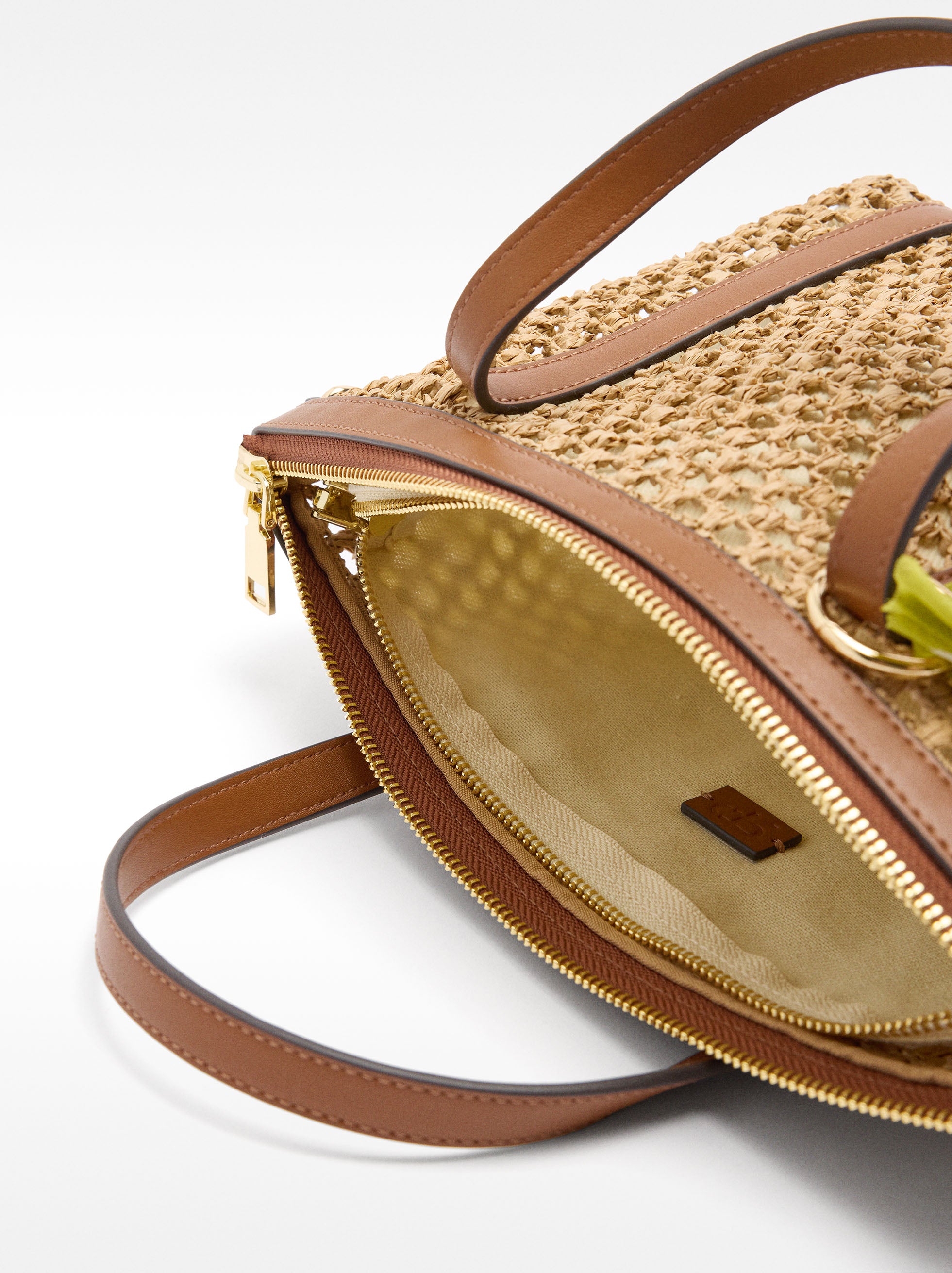 Bolso Tote Con Efecto Rafia Y Bolsa Extraíble
