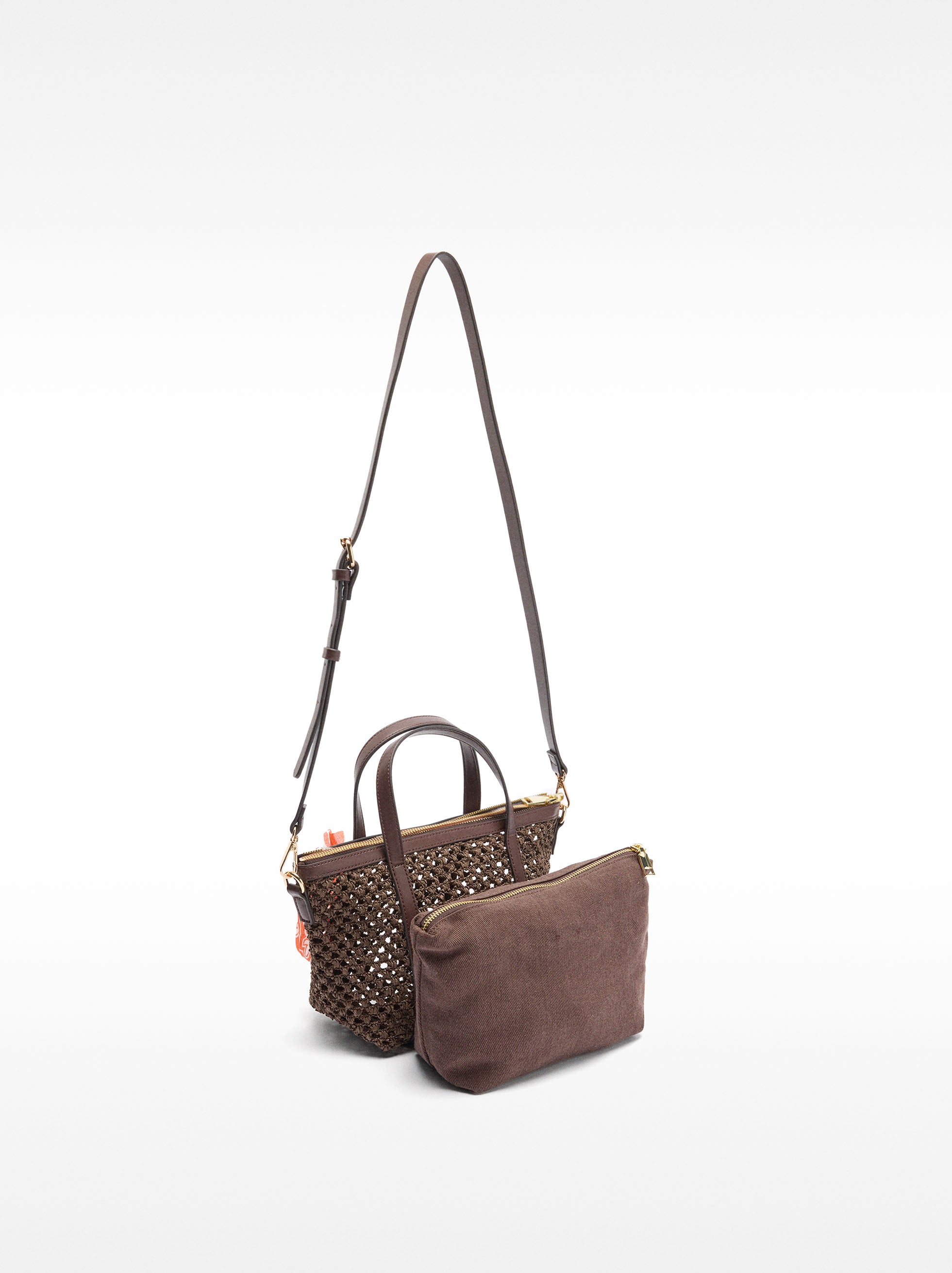 Bolso Tote Con Efecto Rafia Y Bolsa Extraíble