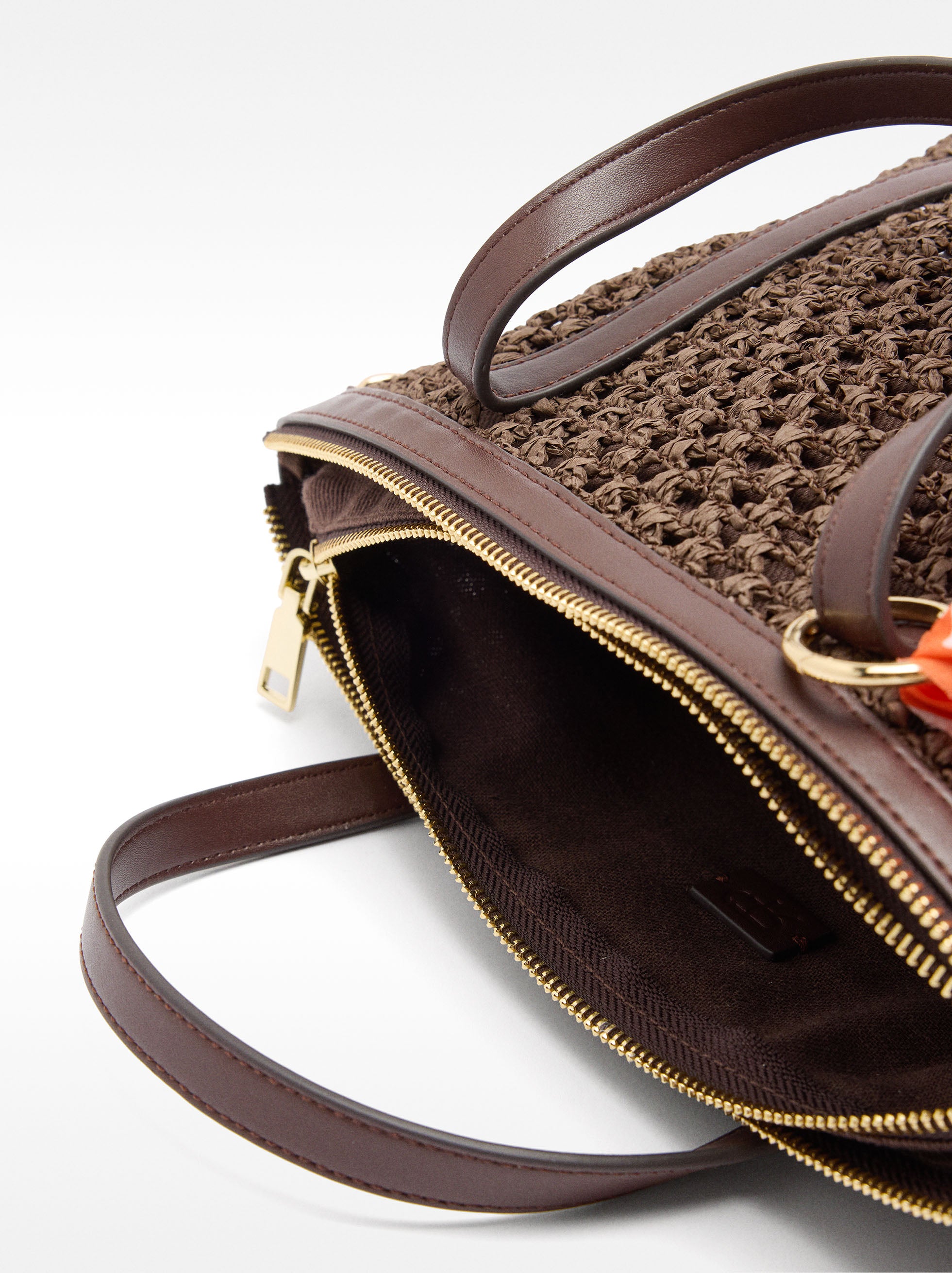 Bolso Tote Con Efecto Rafia Y Bolsa Extraíble