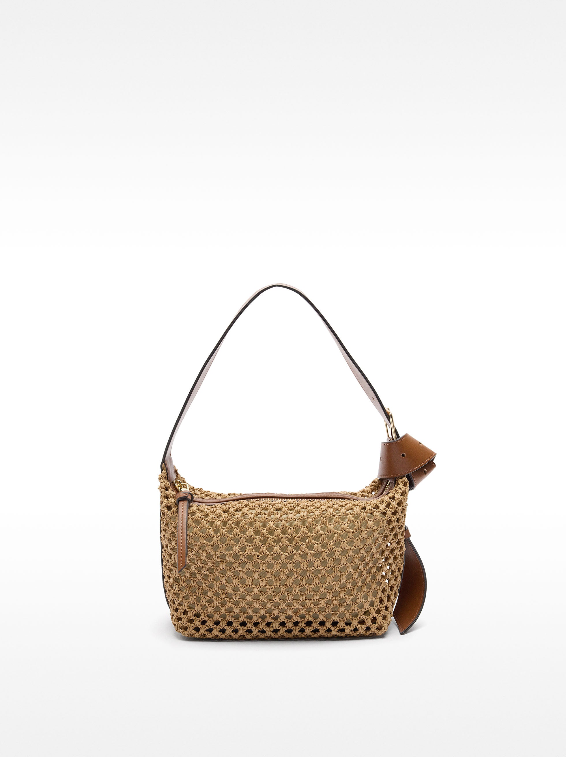 Bolso De Hombro Con Efecto Rafia Y Bolsa Extraíble