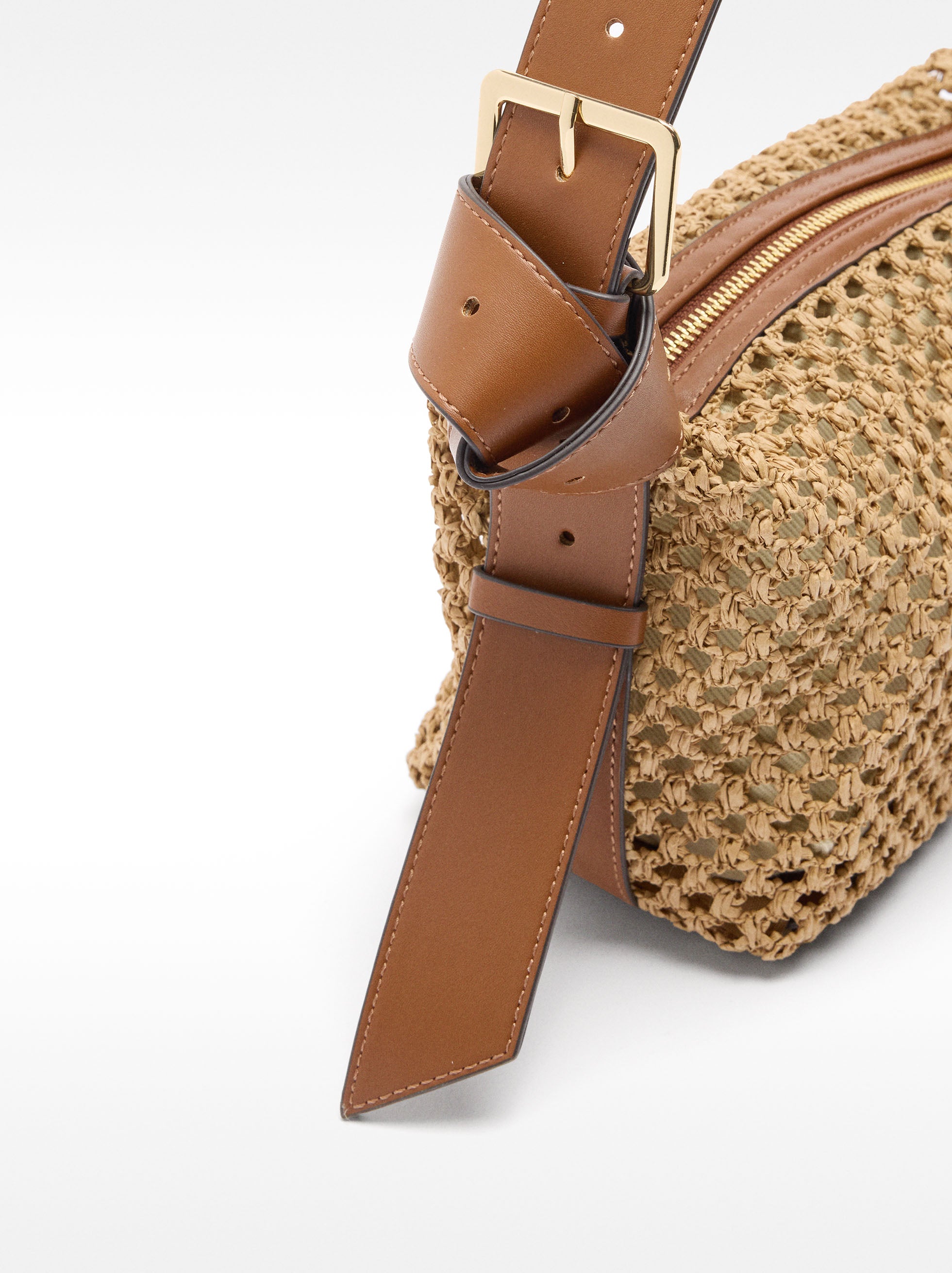 Bolso De Hombro Con Efecto Rafia Y Bolsa Extraíble