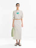 Falda Midi Con Pespuntes