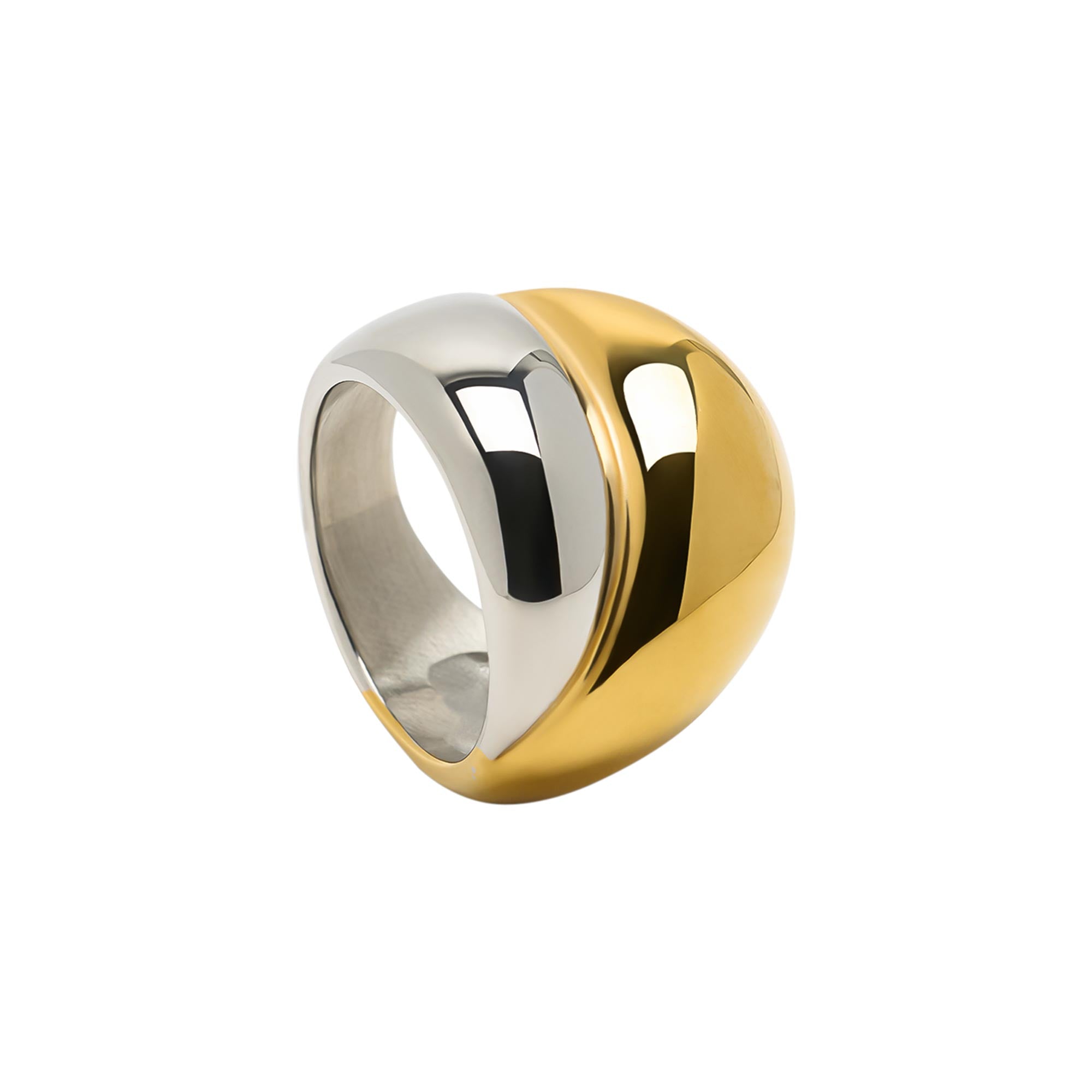 Anillo Cruzado Bicolor  - Acero Inoxidable