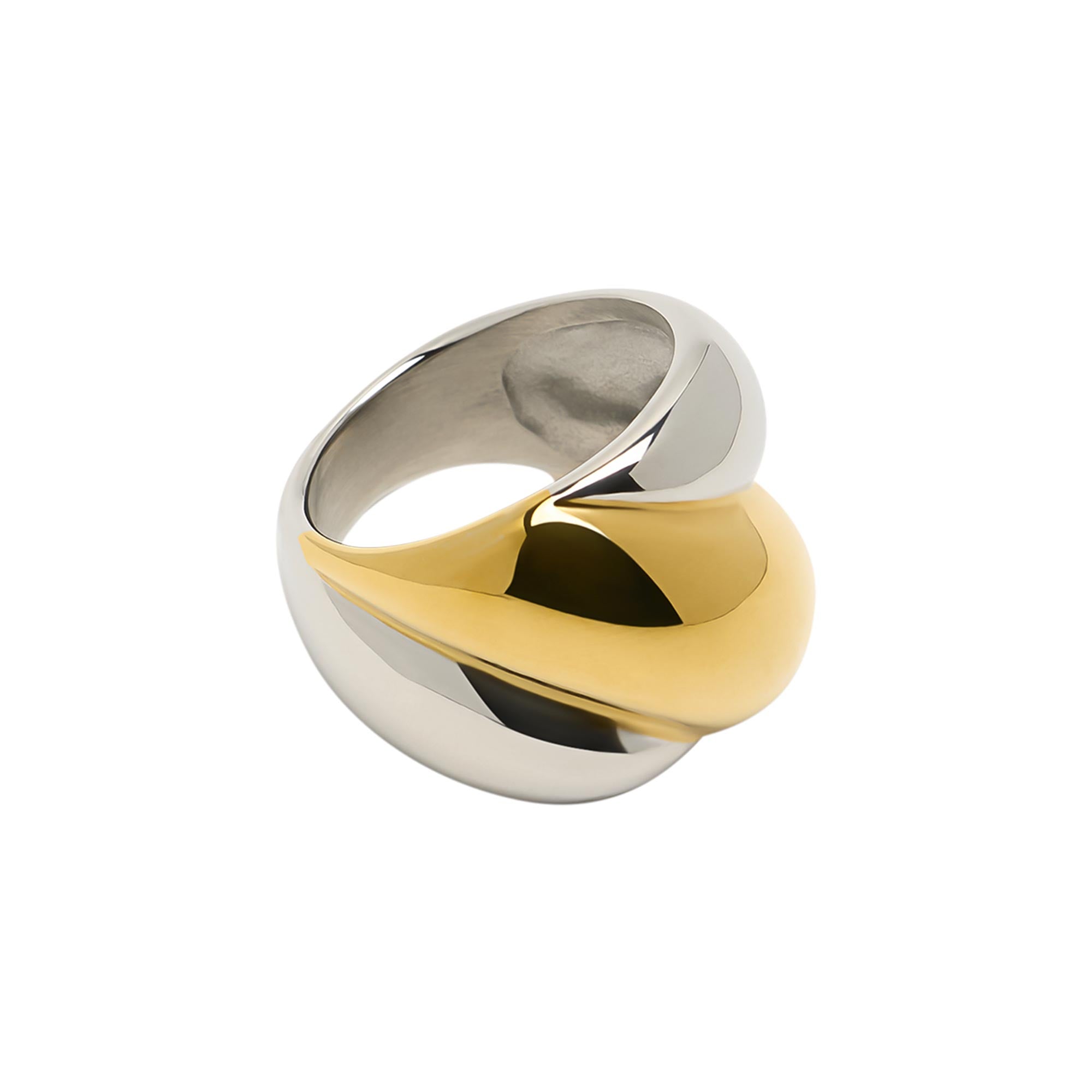 Anillo Cruzado Bicolor  - Acero Inoxidable