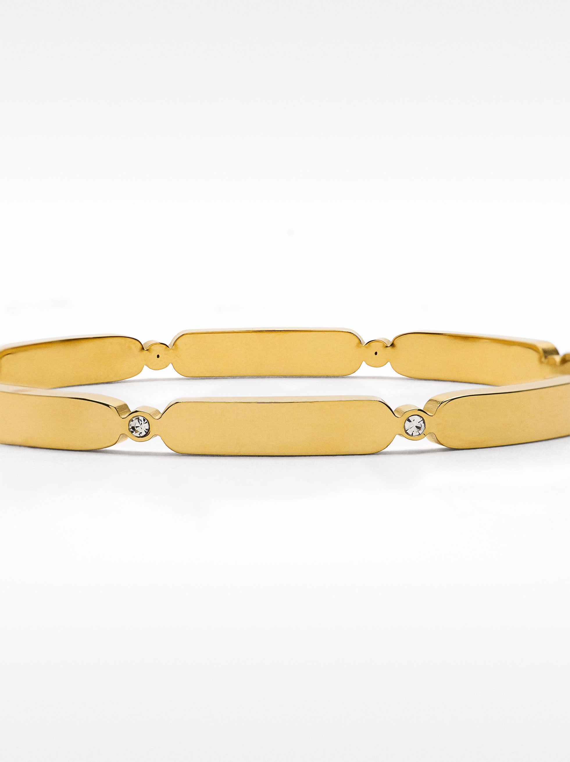 Pulsera Segmentada Con Cristales - Acero Inoxidable