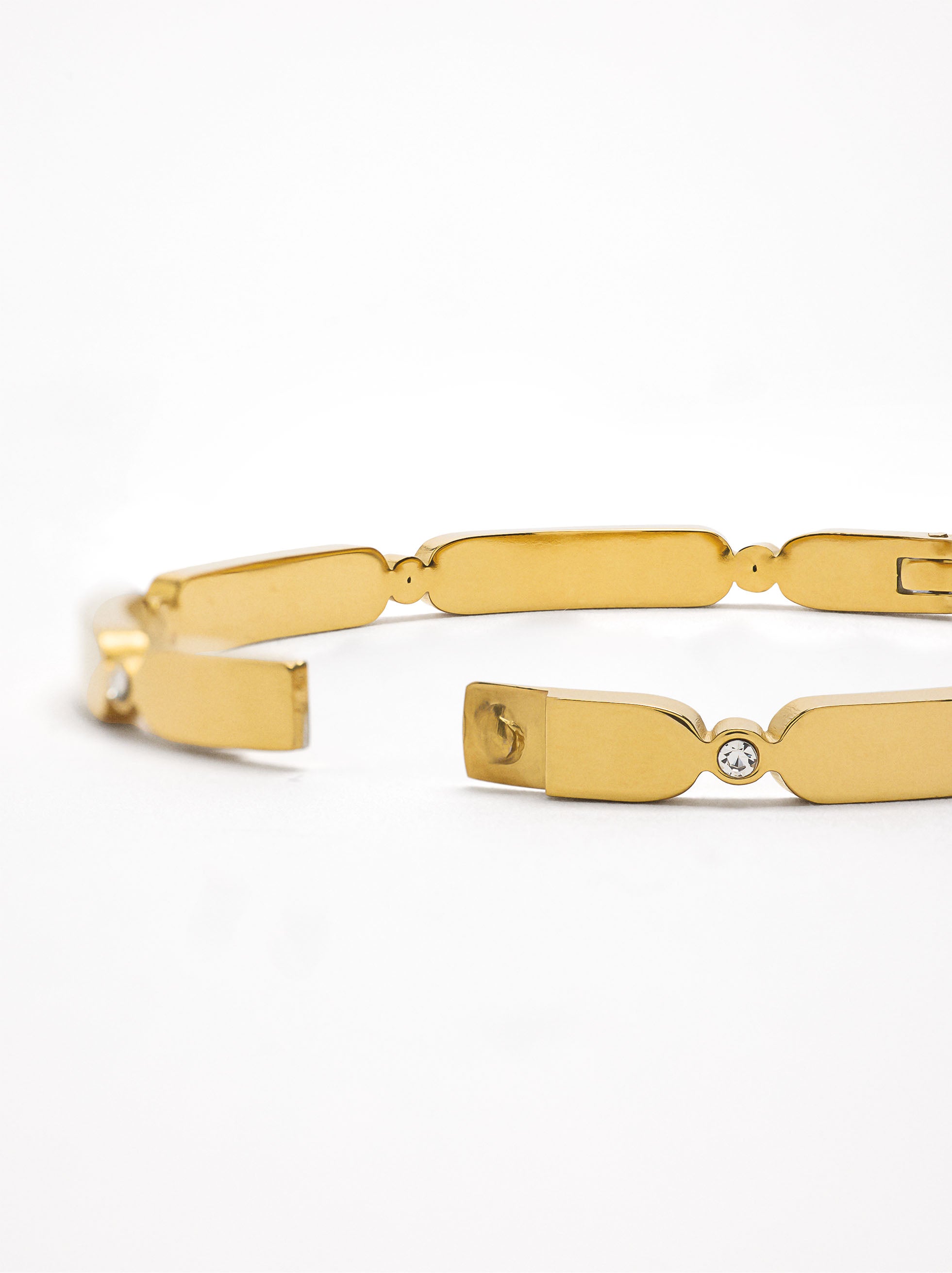 Pulsera Segmentada Con Cristales - Acero Inoxidable