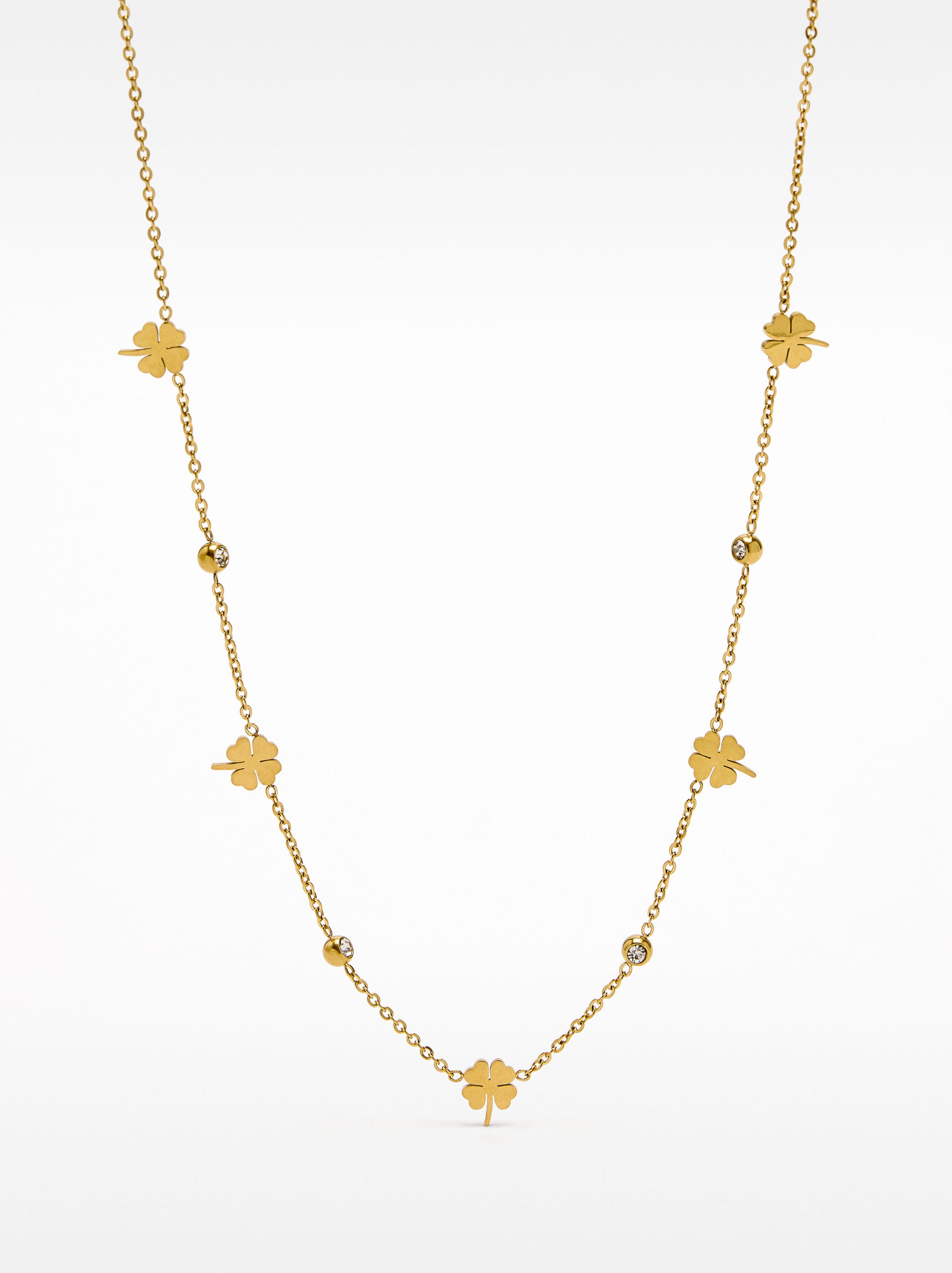 Collar Corto Con Tréboles - Acero Inoxidable