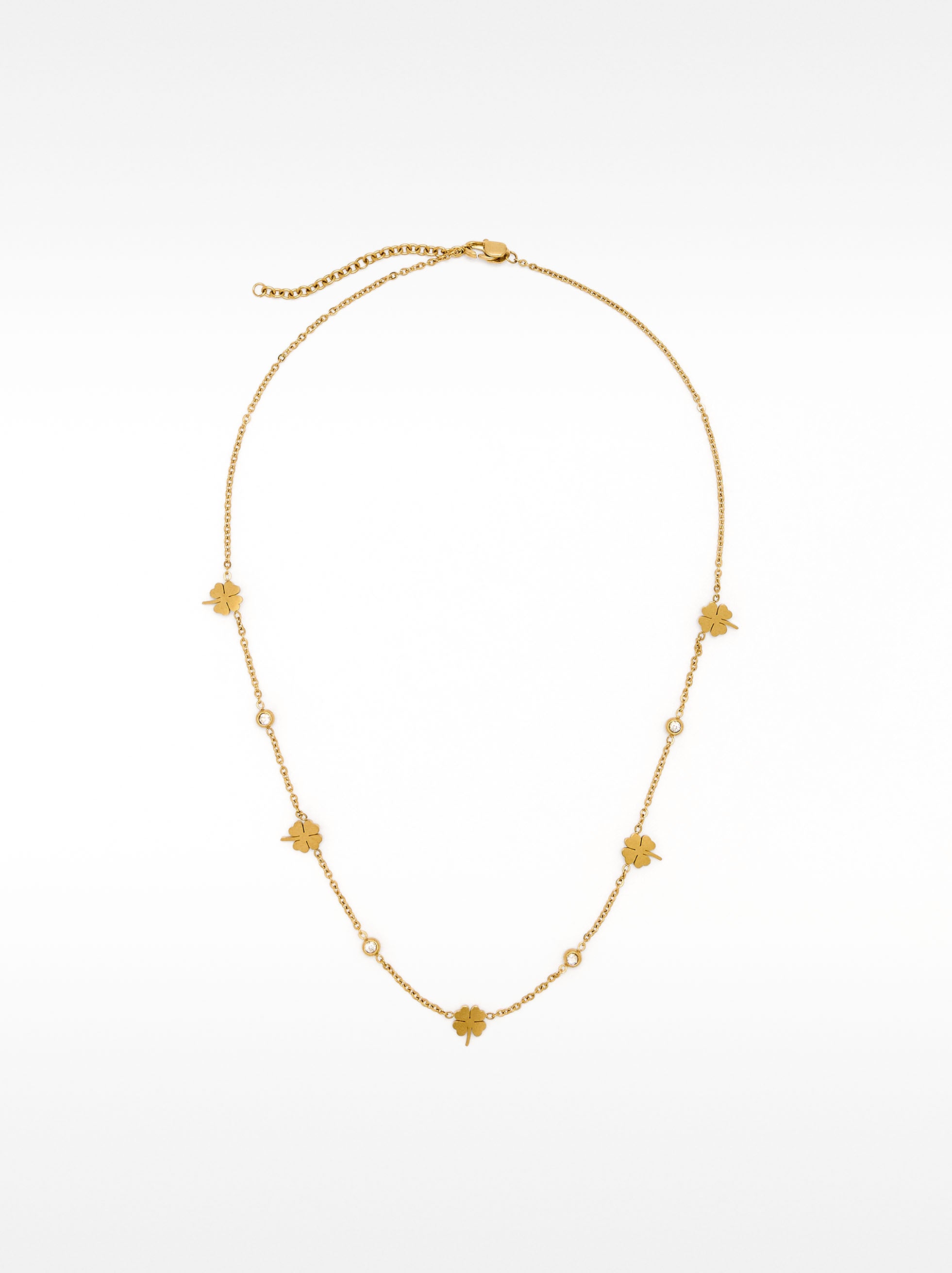 Collar Corto Con Tréboles - Acero Inoxidable