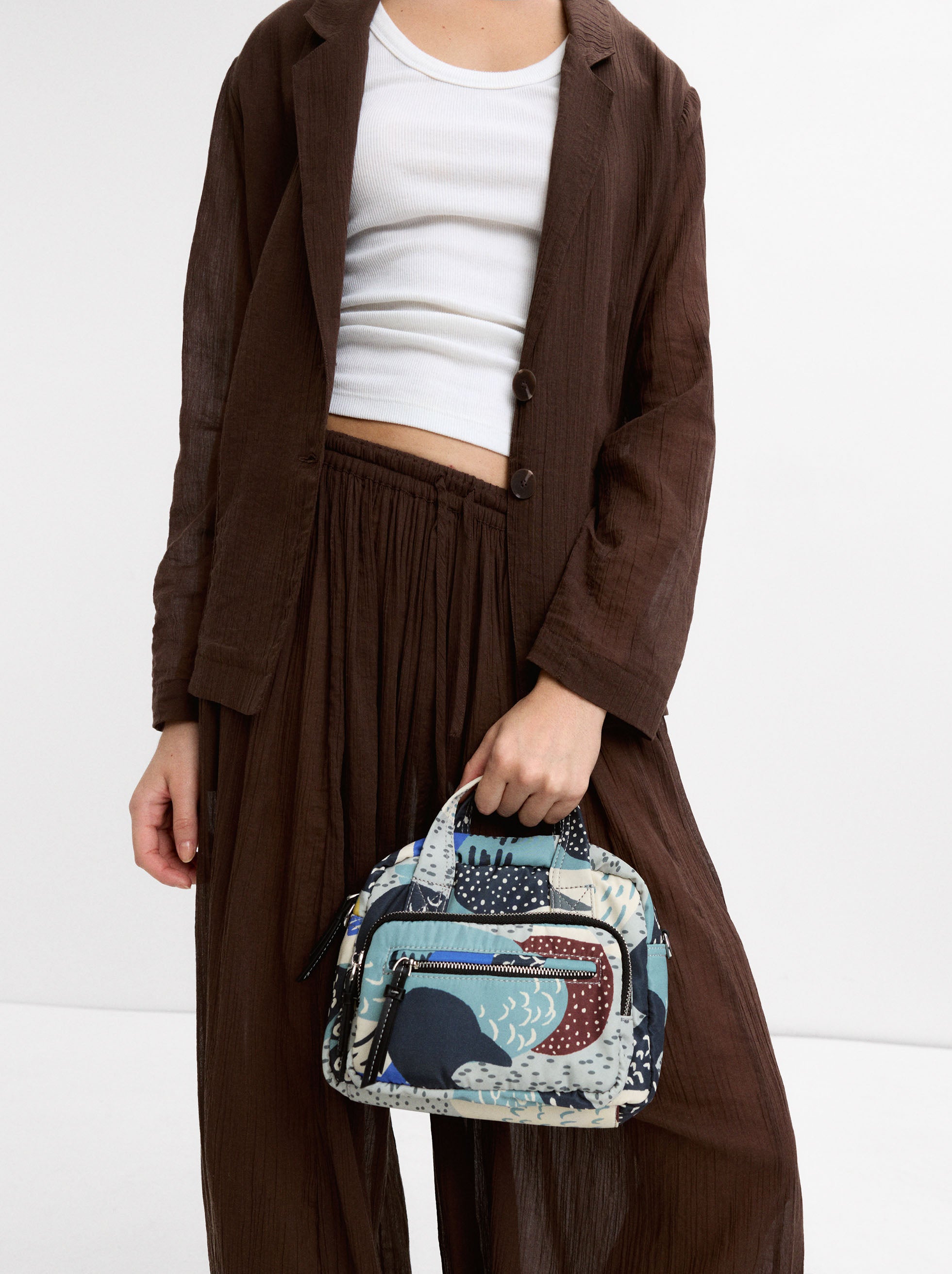 Bolso Bandolera De Nylon Estampada