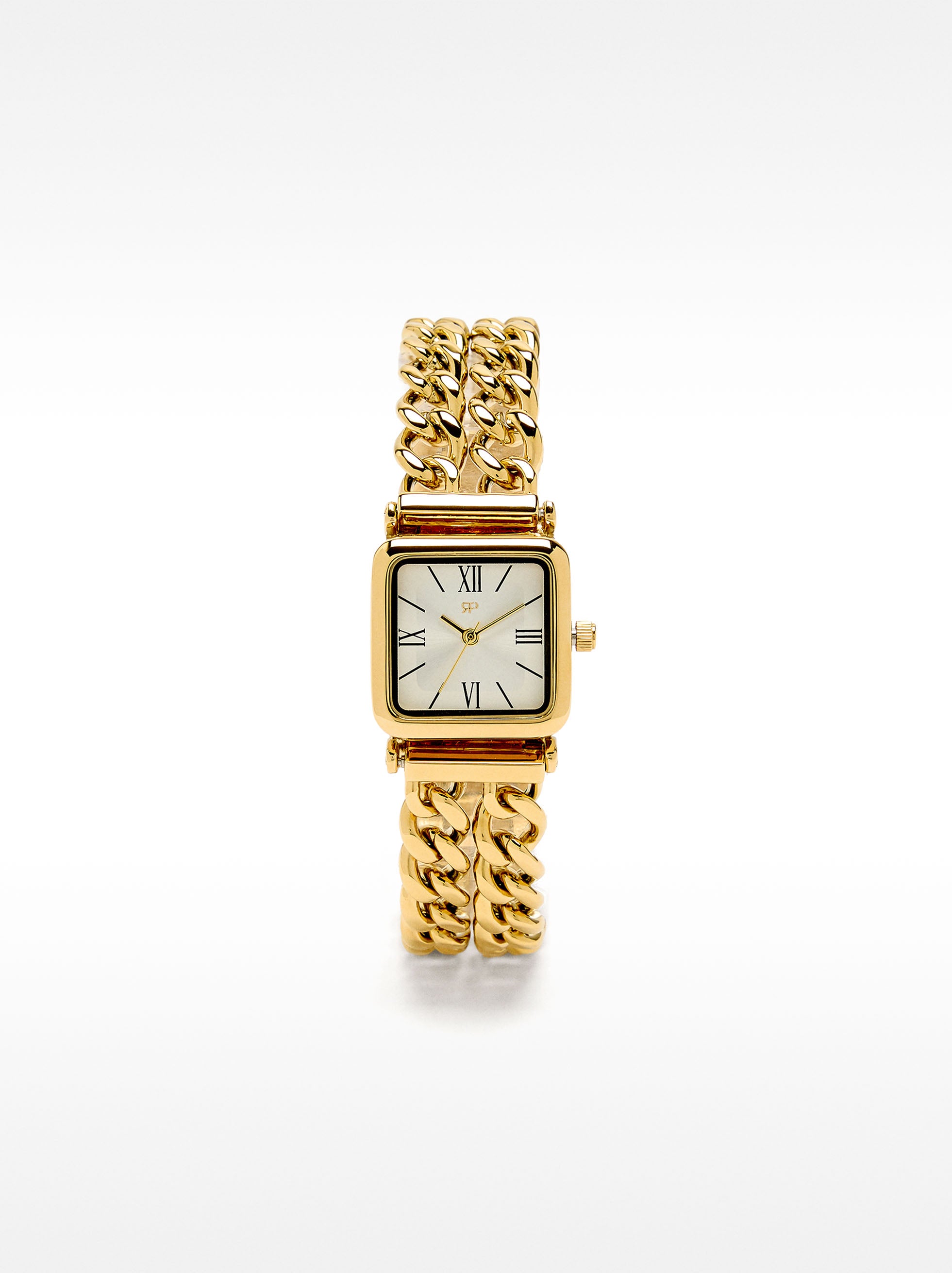 Reloj Cuadrado Con Pulsera De Cadena