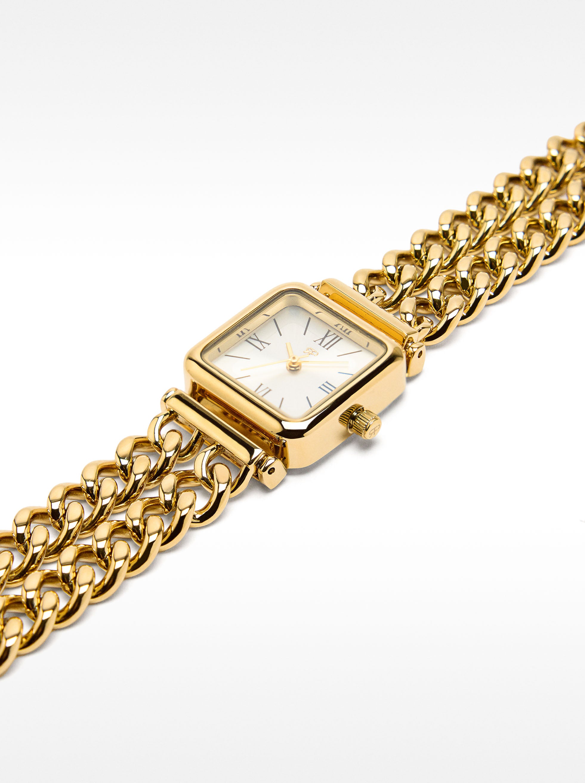 Reloj Cuadrado Con Pulsera De Cadena