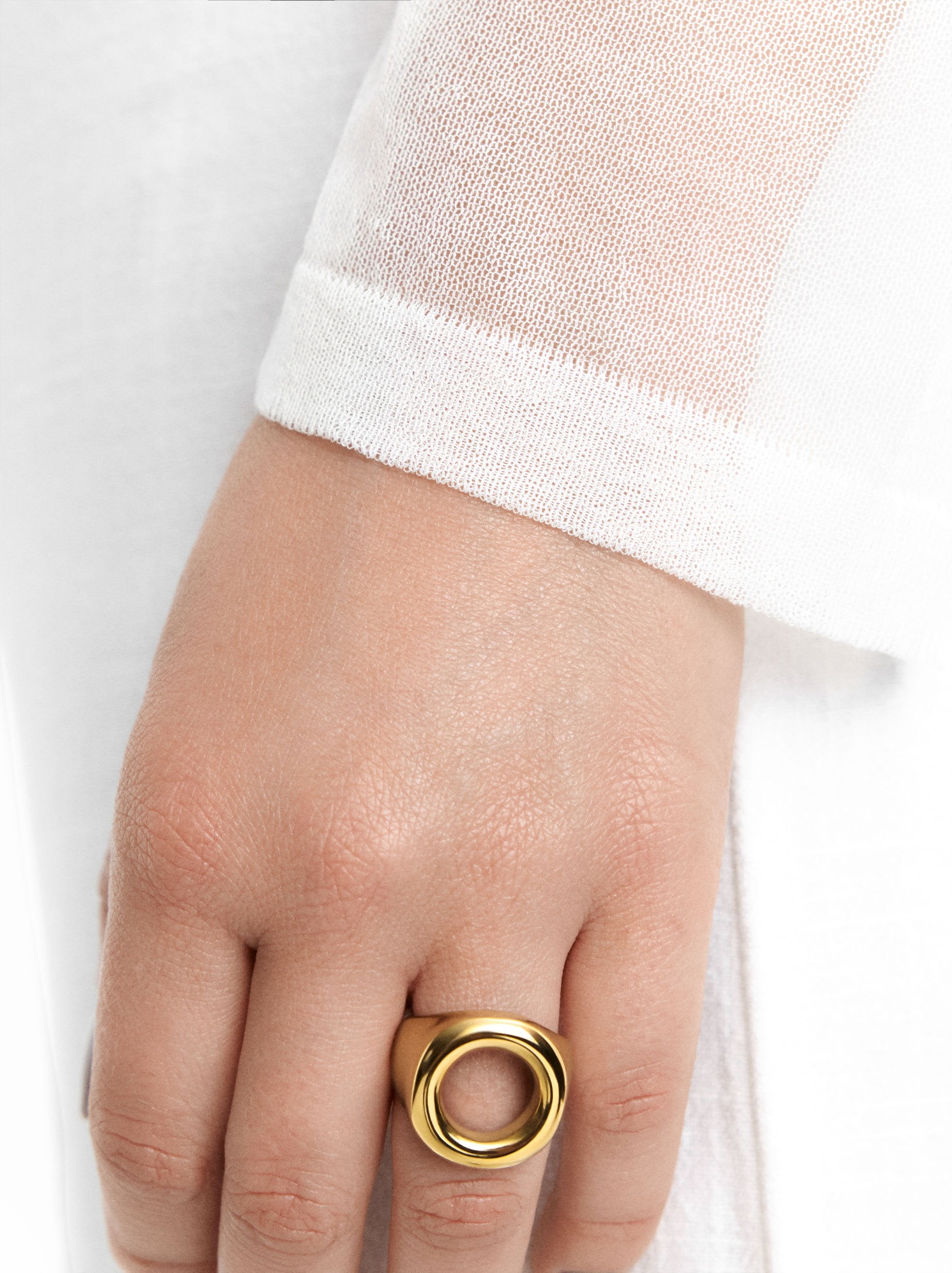 Anillo Con Aro Ovalado - Acero Inoxidable