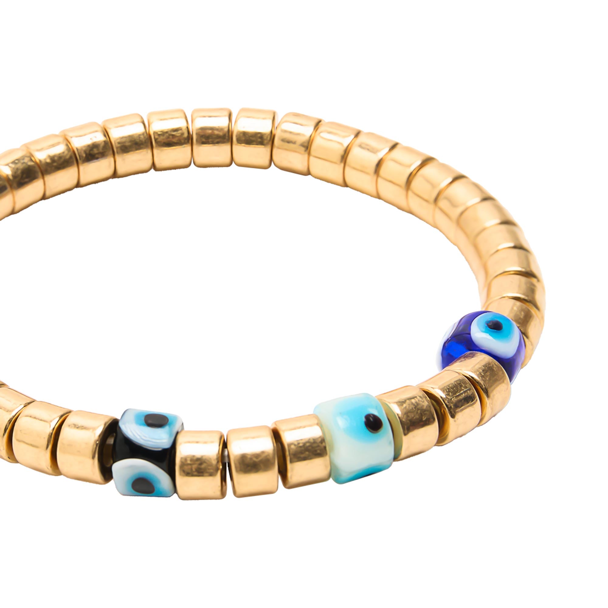 Pulsera Elástica Con Cuentas Y Ojos