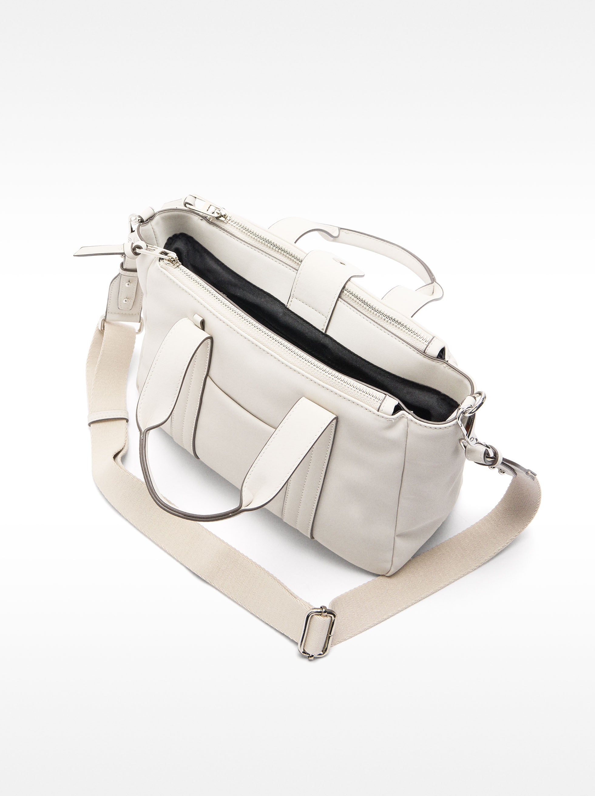 Bolso Tote De Efecto Nylon Con Asa Bandolera
