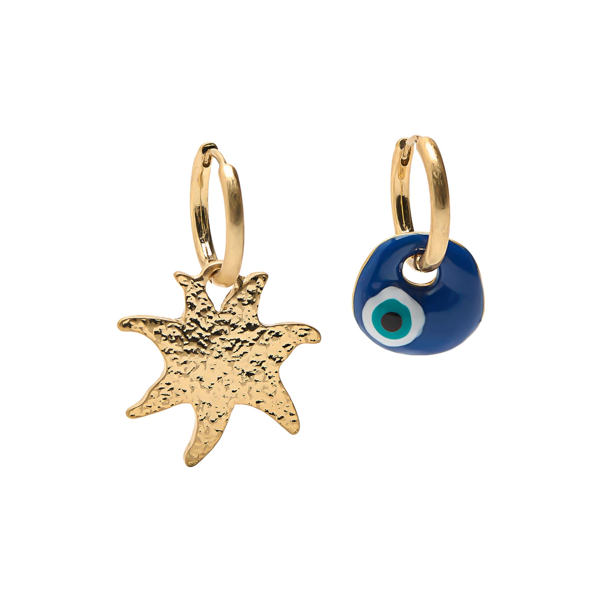 Pendientes Asimétricos Con Ojo Y Estrella