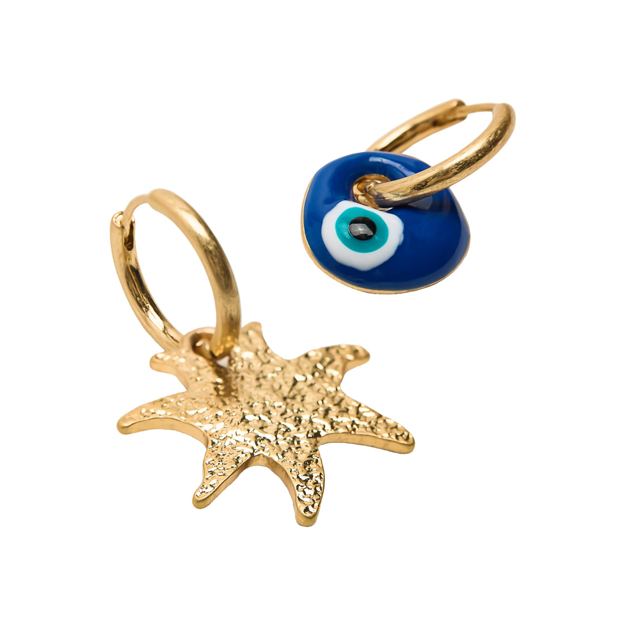 Pendientes Asimétricos Con Ojo Y Estrella