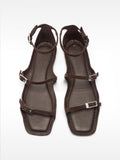 Sandalias De Piel Planas Con Hebillas