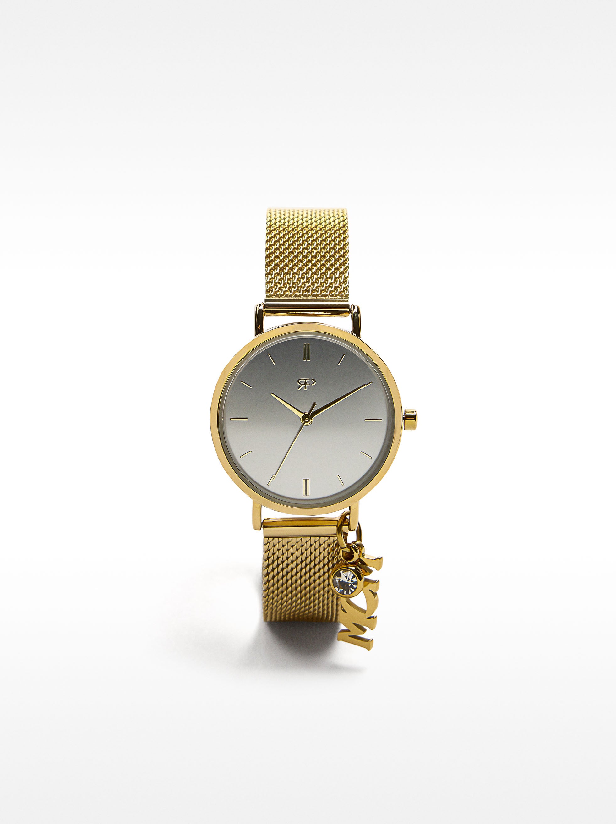 Reloj Con Pulsera De Malla Metálica Y Charm