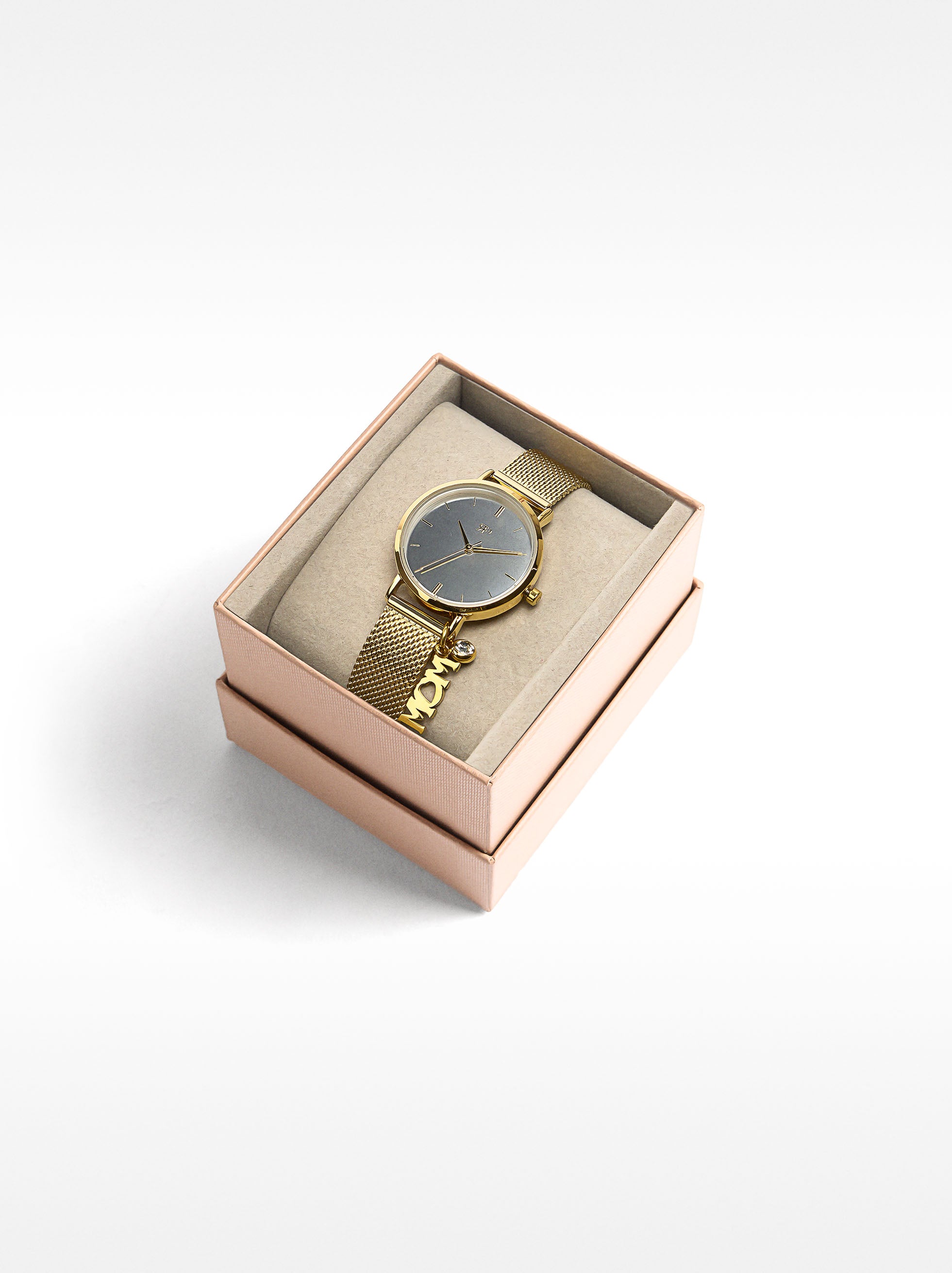 Reloj Con Pulsera De Malla Metálica Y Charm