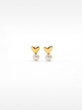 Aretes Corazón Con Perlas - Acero Inoxidable