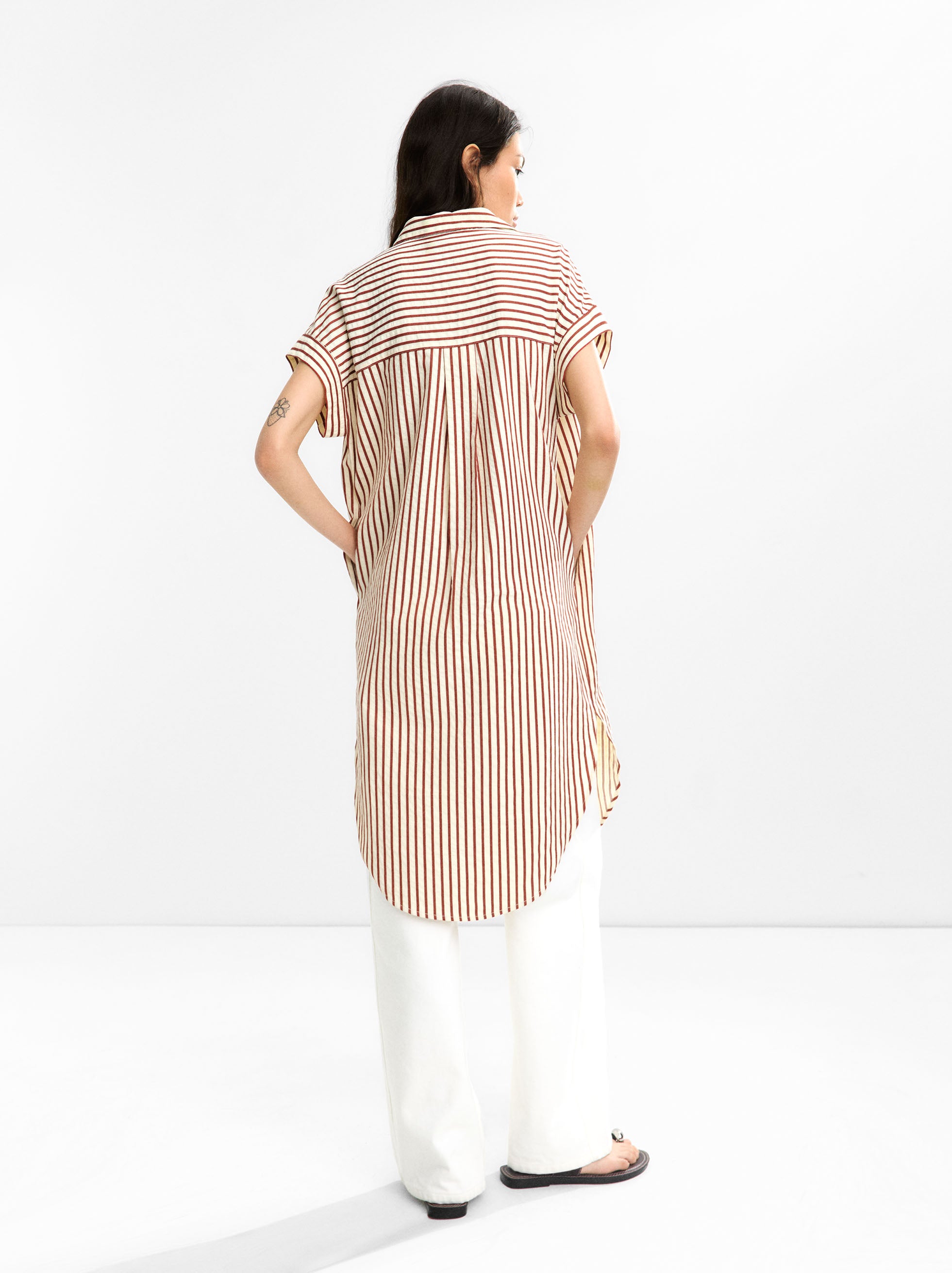 Vestido Camisero Con Rayas