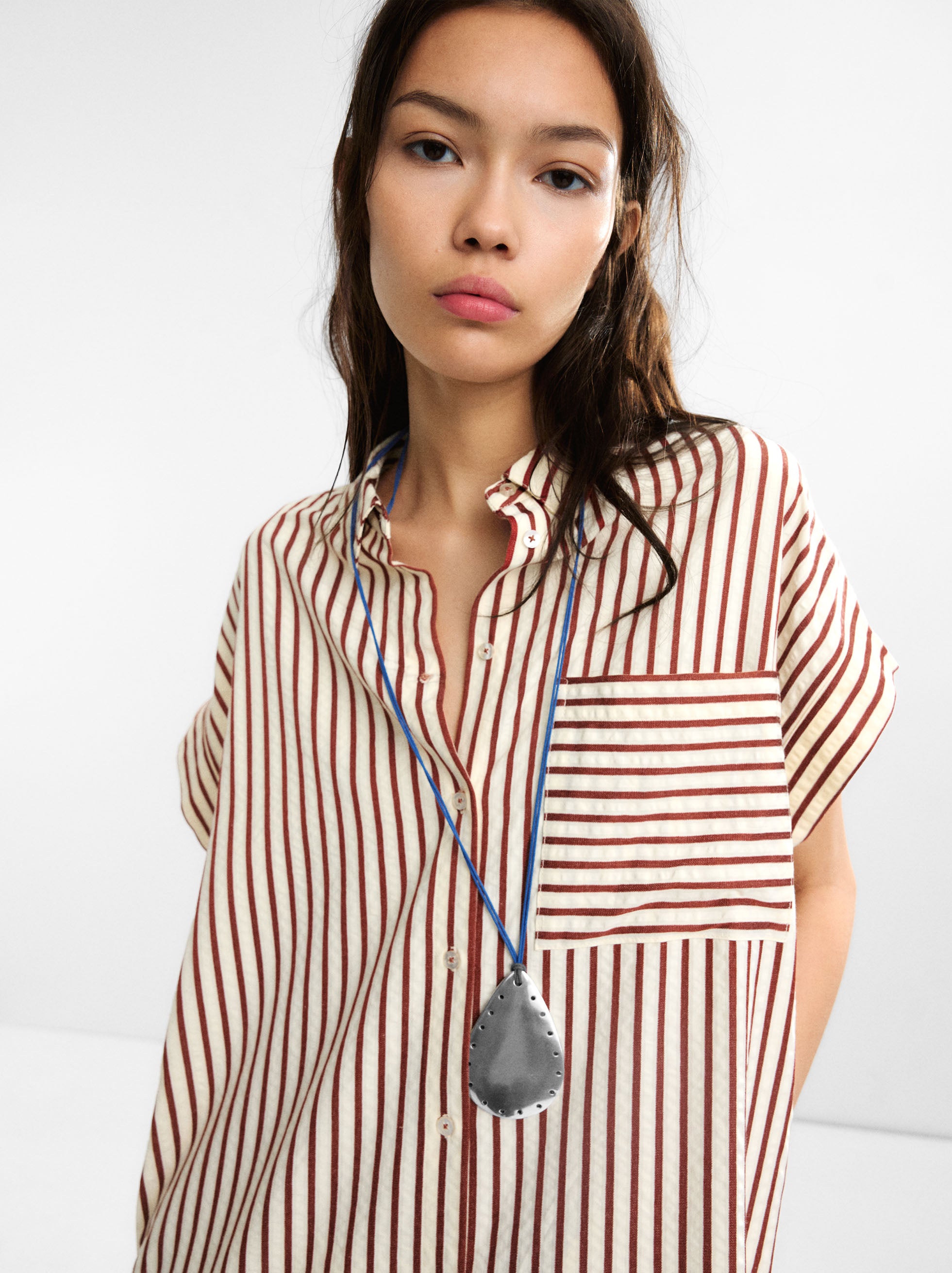 Vestido Camisero Con Rayas