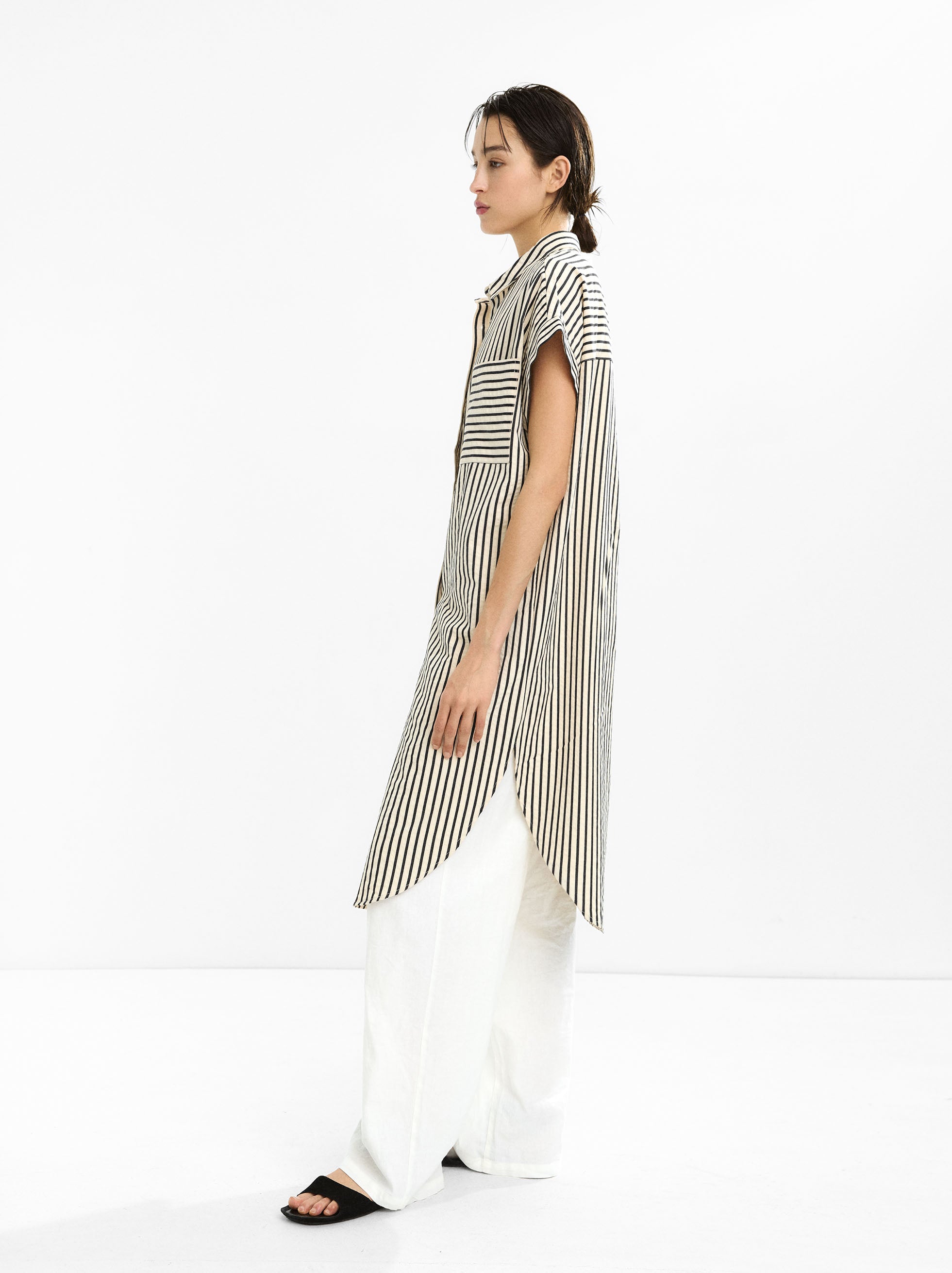 Vestido Camisero Con Rayas