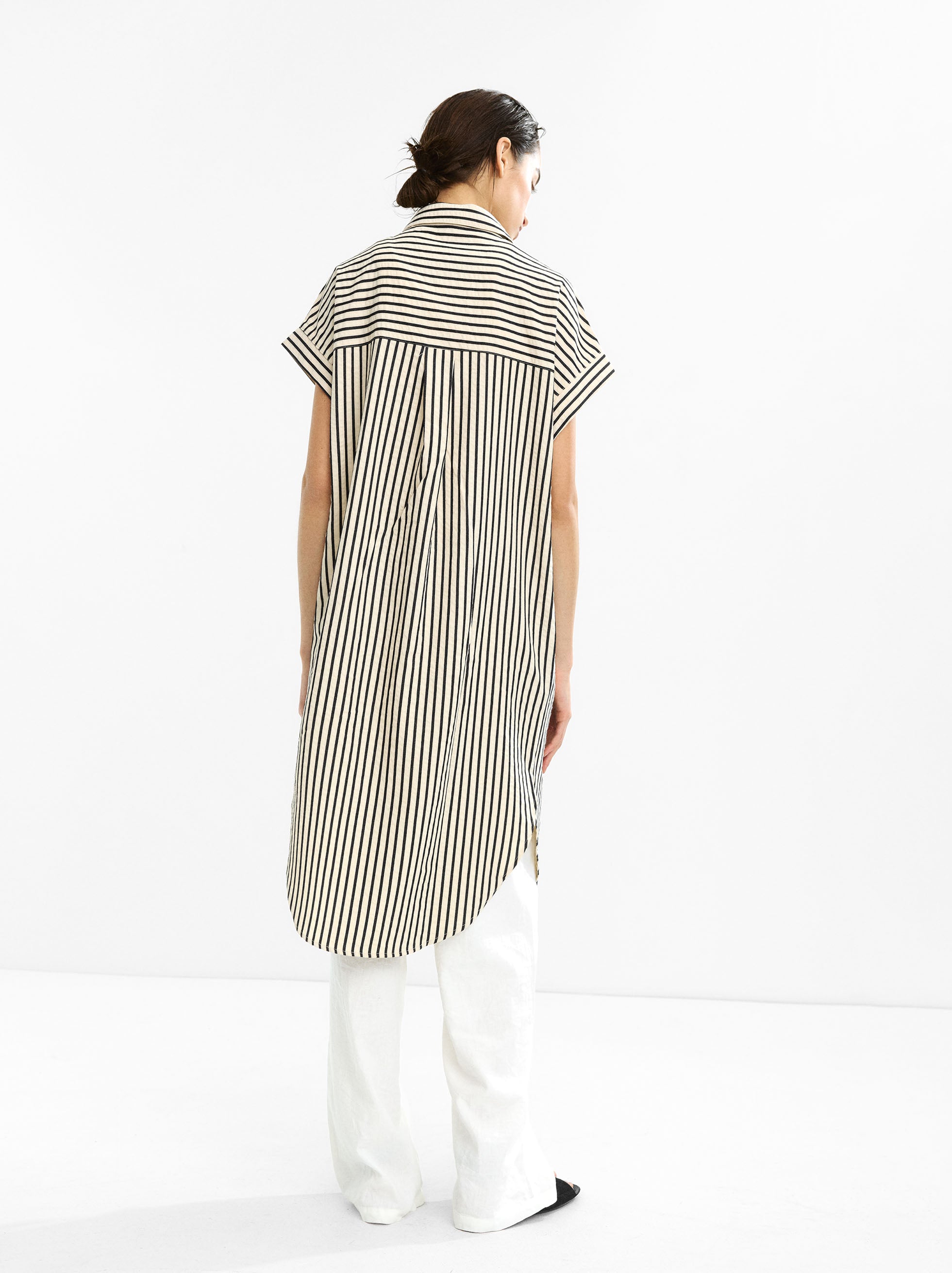 Vestido Camisero Con Rayas