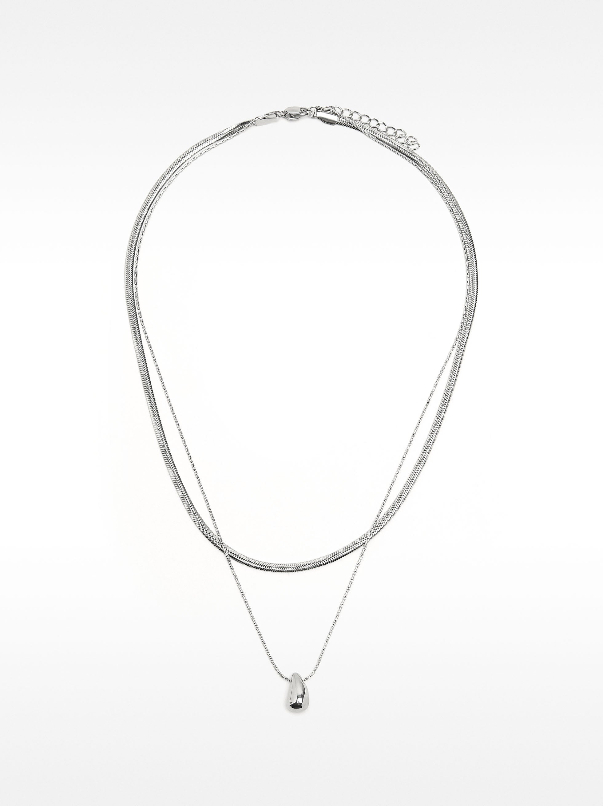 Collar Doble Colgante Gota - Acero Inoxidable