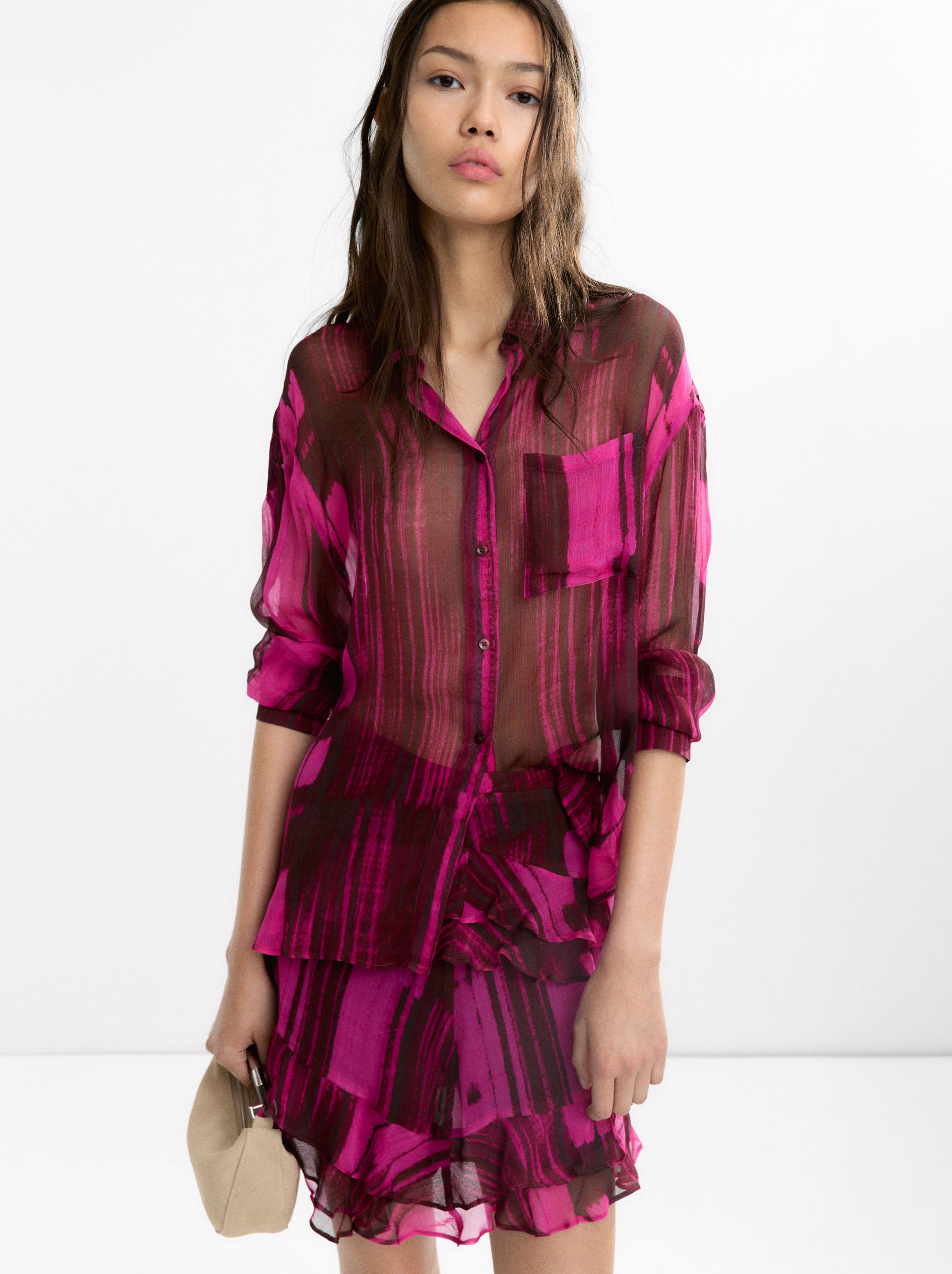 Camisa Estampada Semitransparente