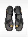 Sandalias De Piel Con Tiras Detalle Metálico